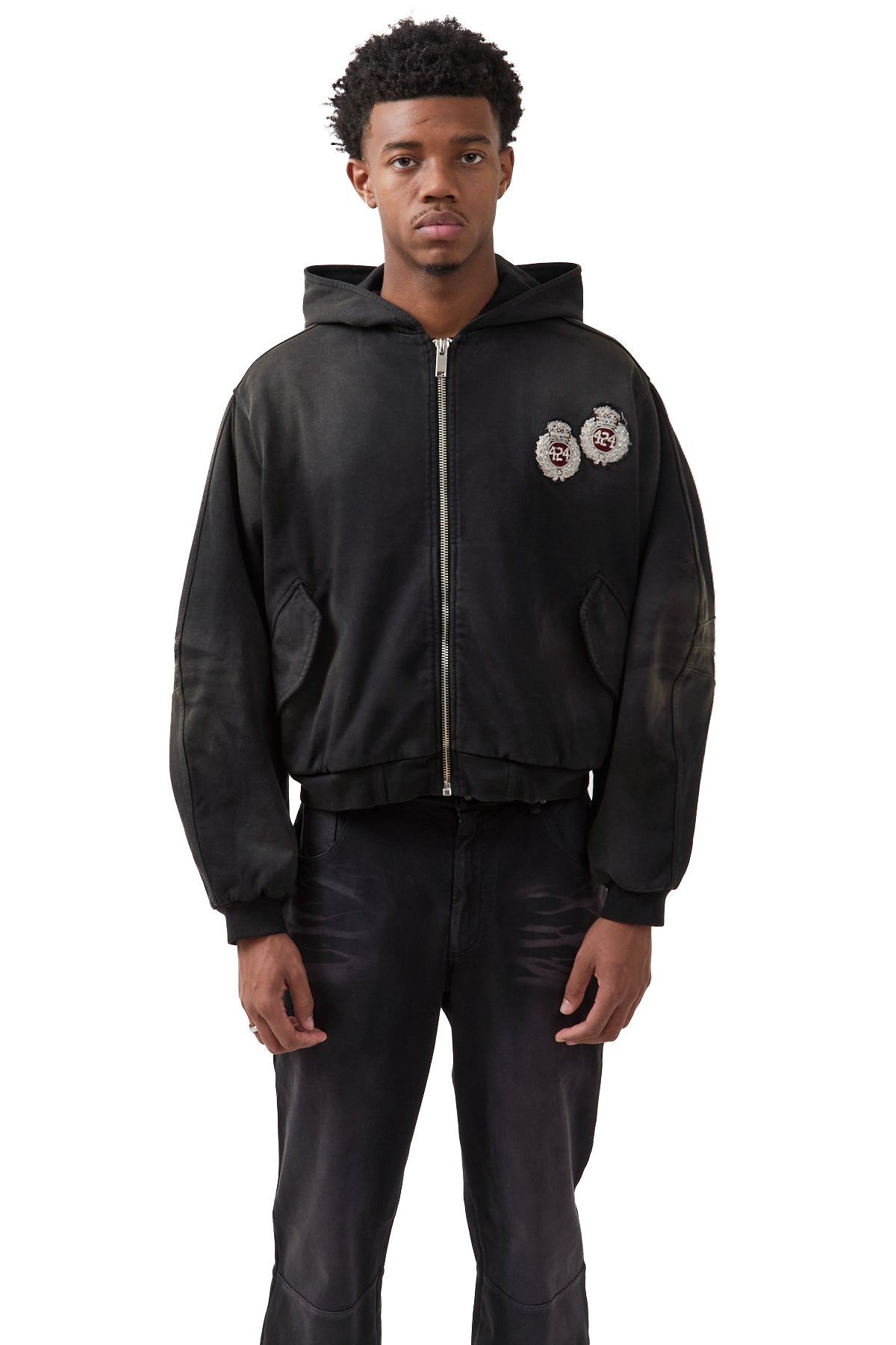 424 Academy Hooded Bomber Black