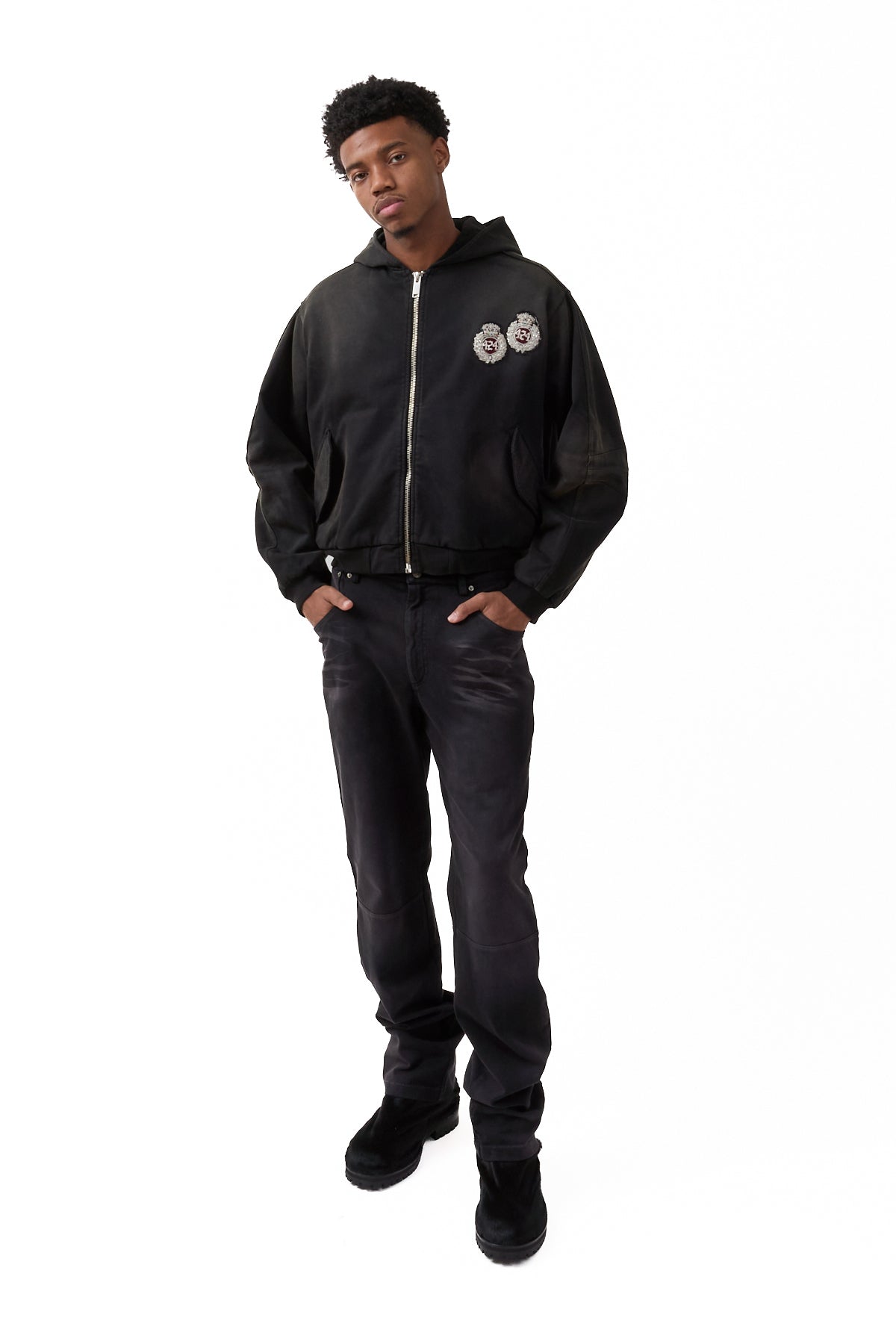 424 Academy Hooded Bomber Black