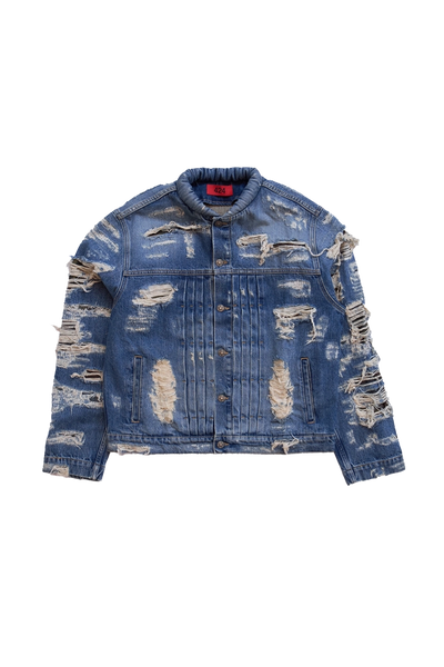 ジャケット・アウター 424 PATCHWORK DENIM JACKET 424 Collection Repaired Trucker Jacket Blue – ESSXNYC