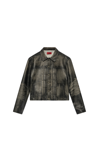 美品　A LEATHER TRUCKER JACKET サイズ56 424 Leather Trucker Jacket Black – ESSXNYC