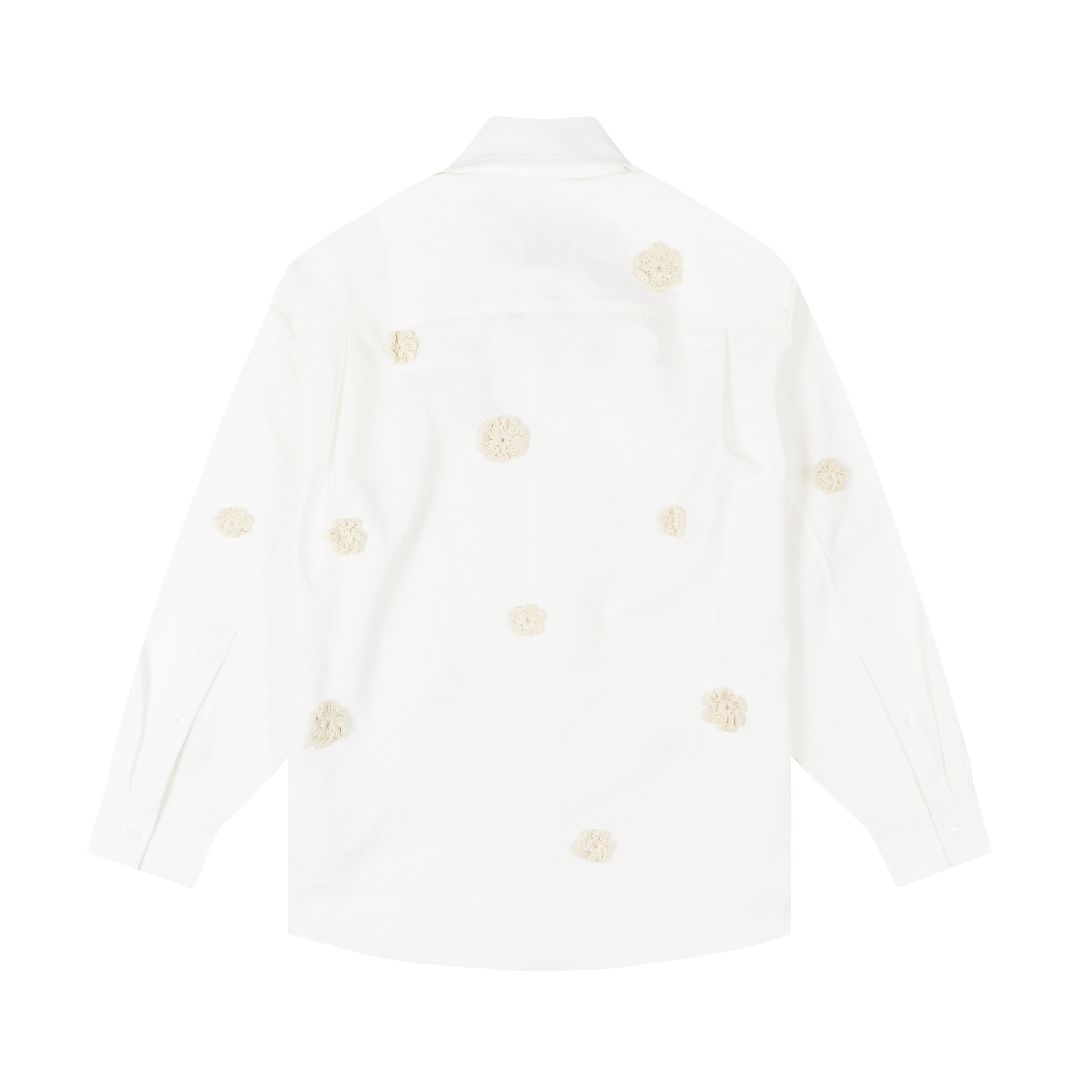 SONG FOR THE MUTE LONG SLEEVE PLEATED BOX SHIRT WITH EMBROIDERED FLOWERS
