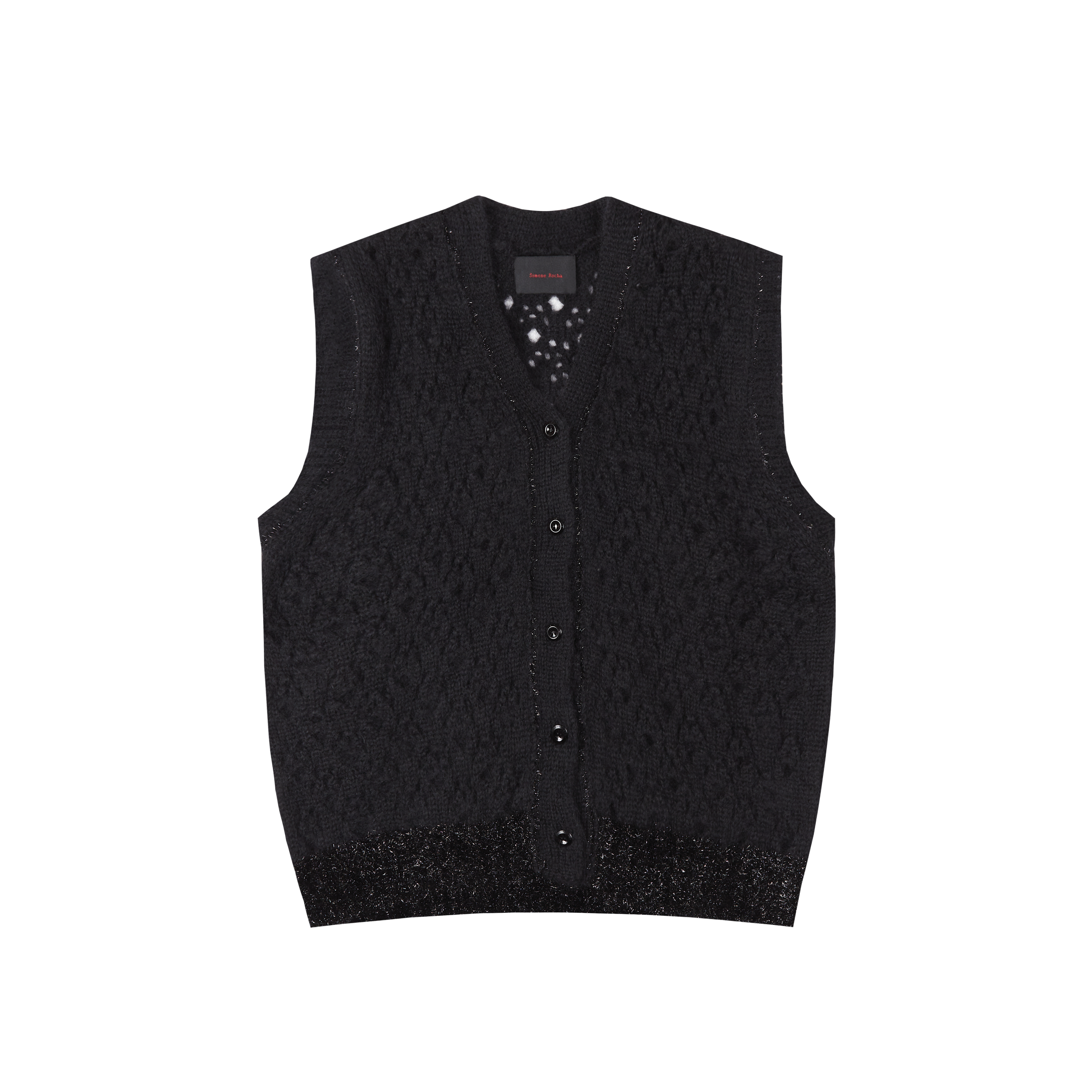 SIMONE ROCHA KNIT VEST WITH TINSEL TRIM Sweaters Black