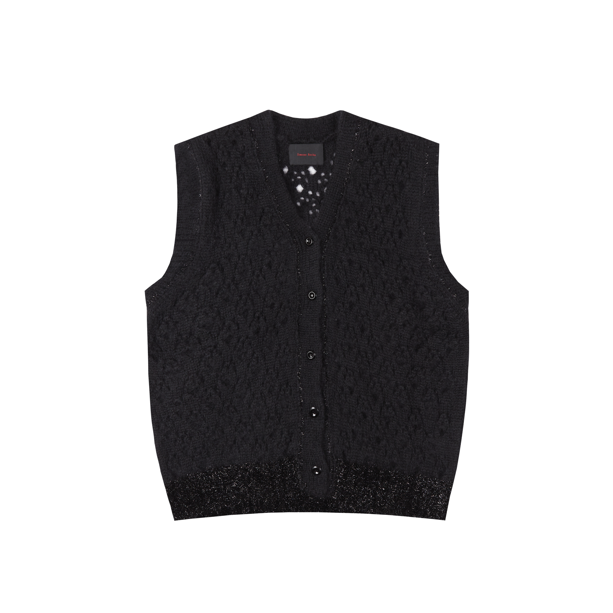 Simone Rocha Knitted Vest With Tinsel Trim  Black 6198