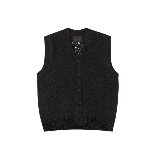 SIMONE ROCHA KNITTED VEST WITH TINSEL TRIM  BLACK