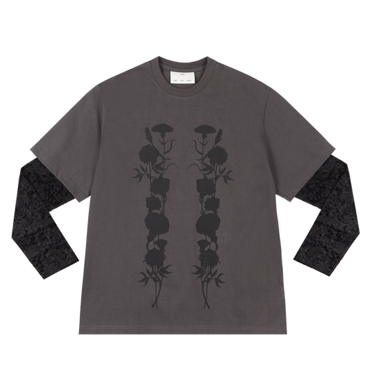 SONG FOR THE MUTE "BLACK FOLIAGE" DOUBLE LAYERED TEE T-Shirt Black