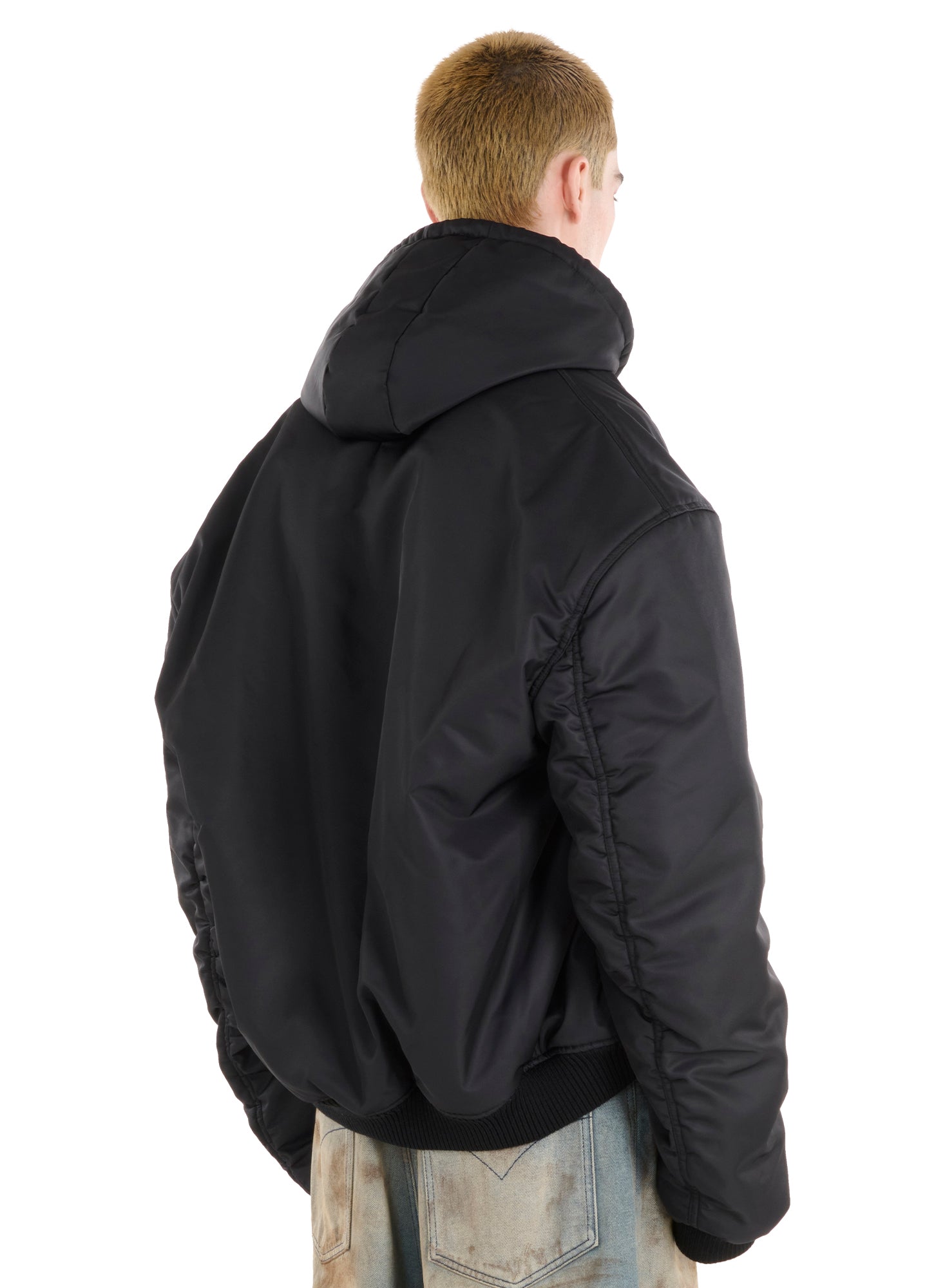 Luu Dan Distorted Ma1 Hooded Bomber Jacket Black 12319