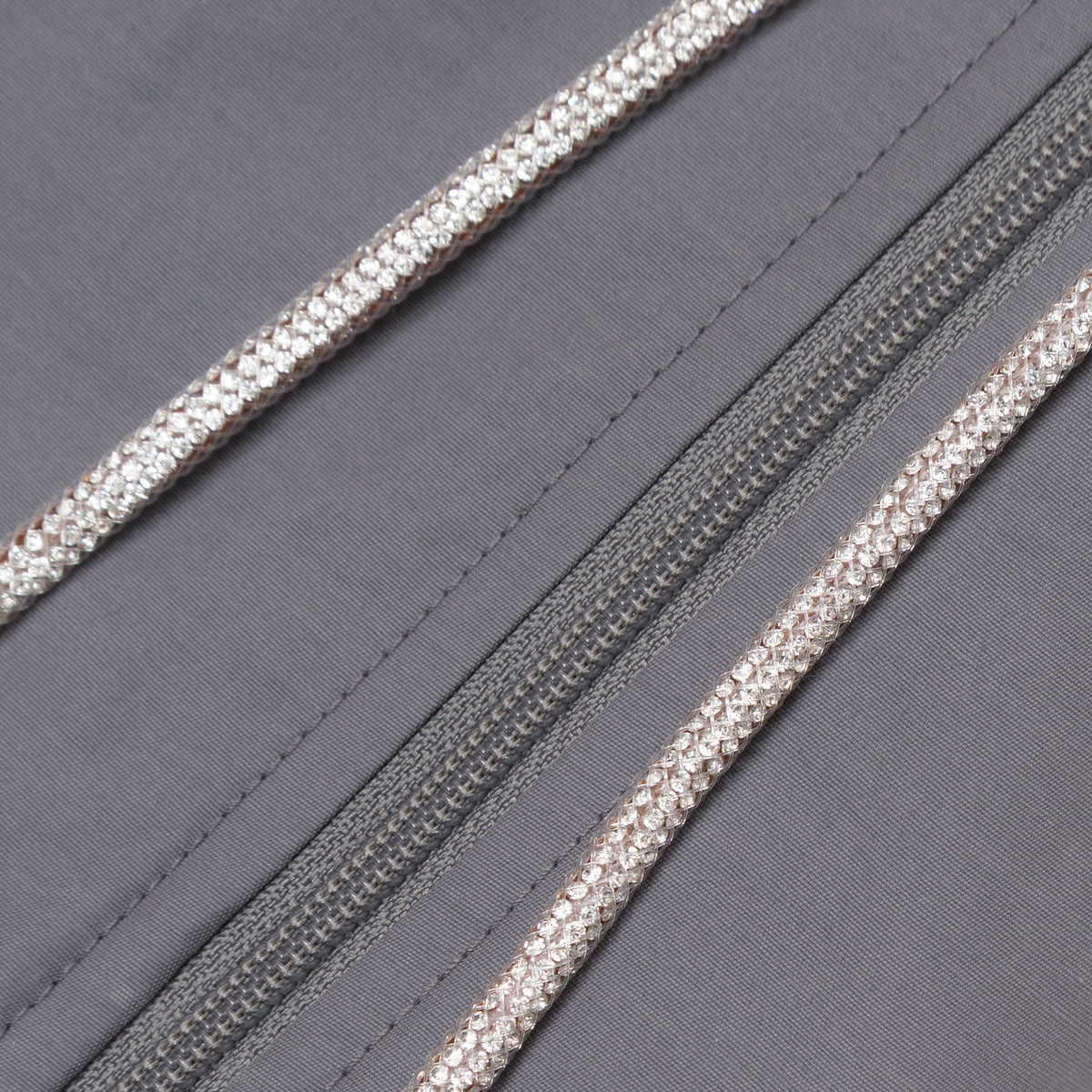 Alexander Wang Shrunken Hoodie Jacket W/ Rhinestone Drawcord Grey