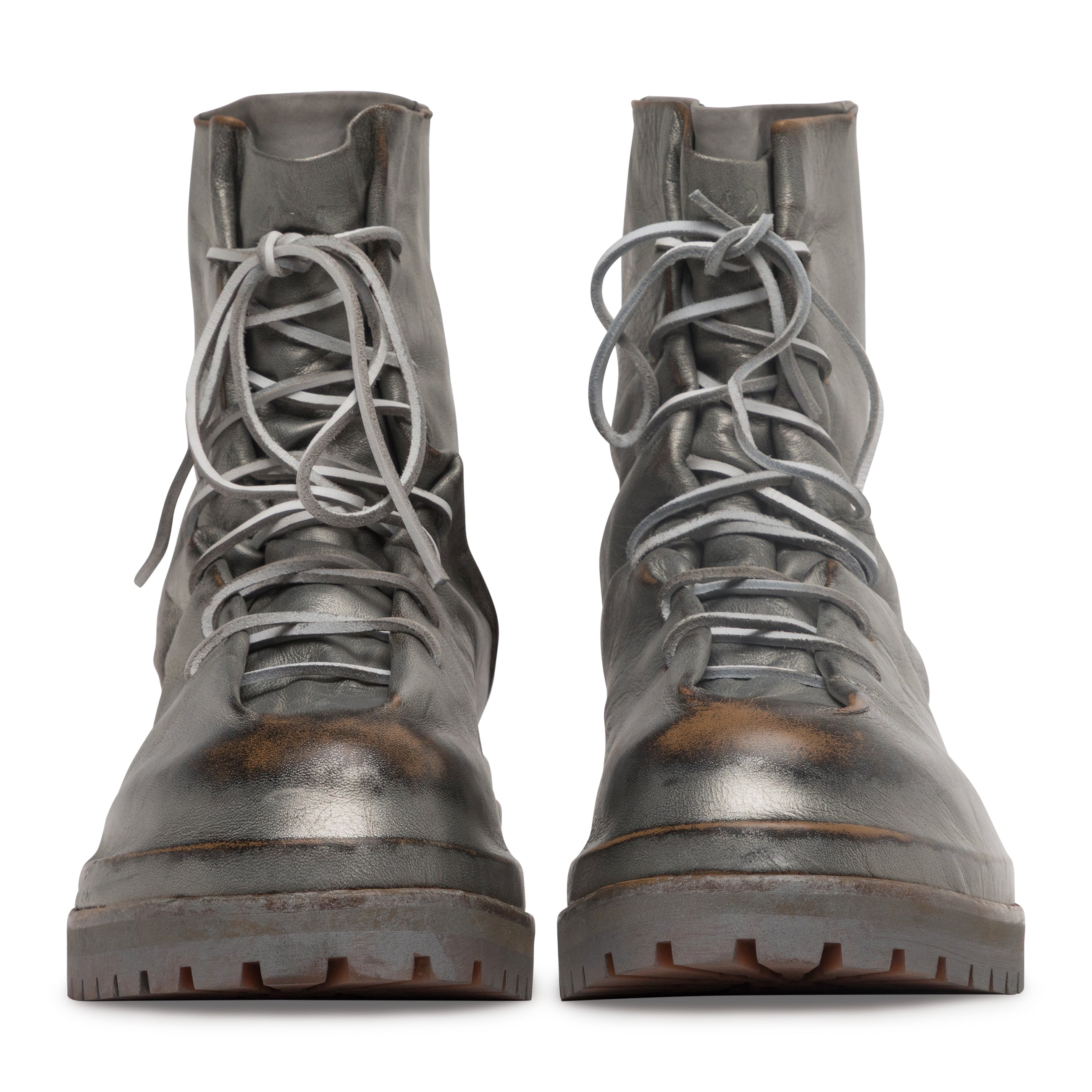 424 Laced Up Boots Silver