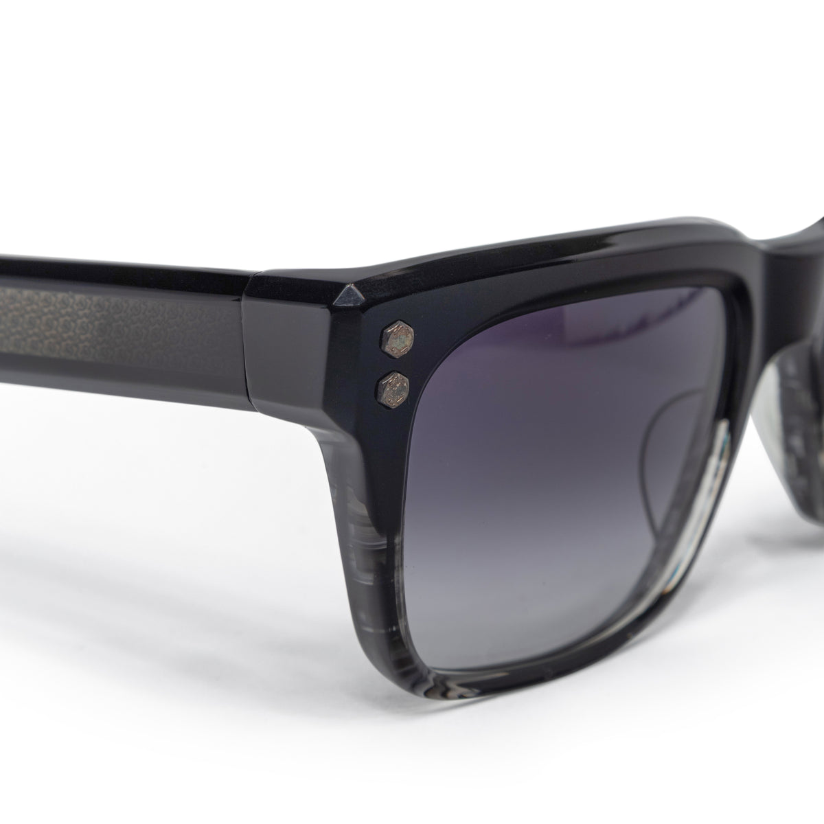 Hoorsenbuhs Model V Eye Wear Black/Grey Tortoise Fade Frame-Sterling Silver Trim/Hardware-Smoke Gradient Lens-Alternative Fit Multicolor