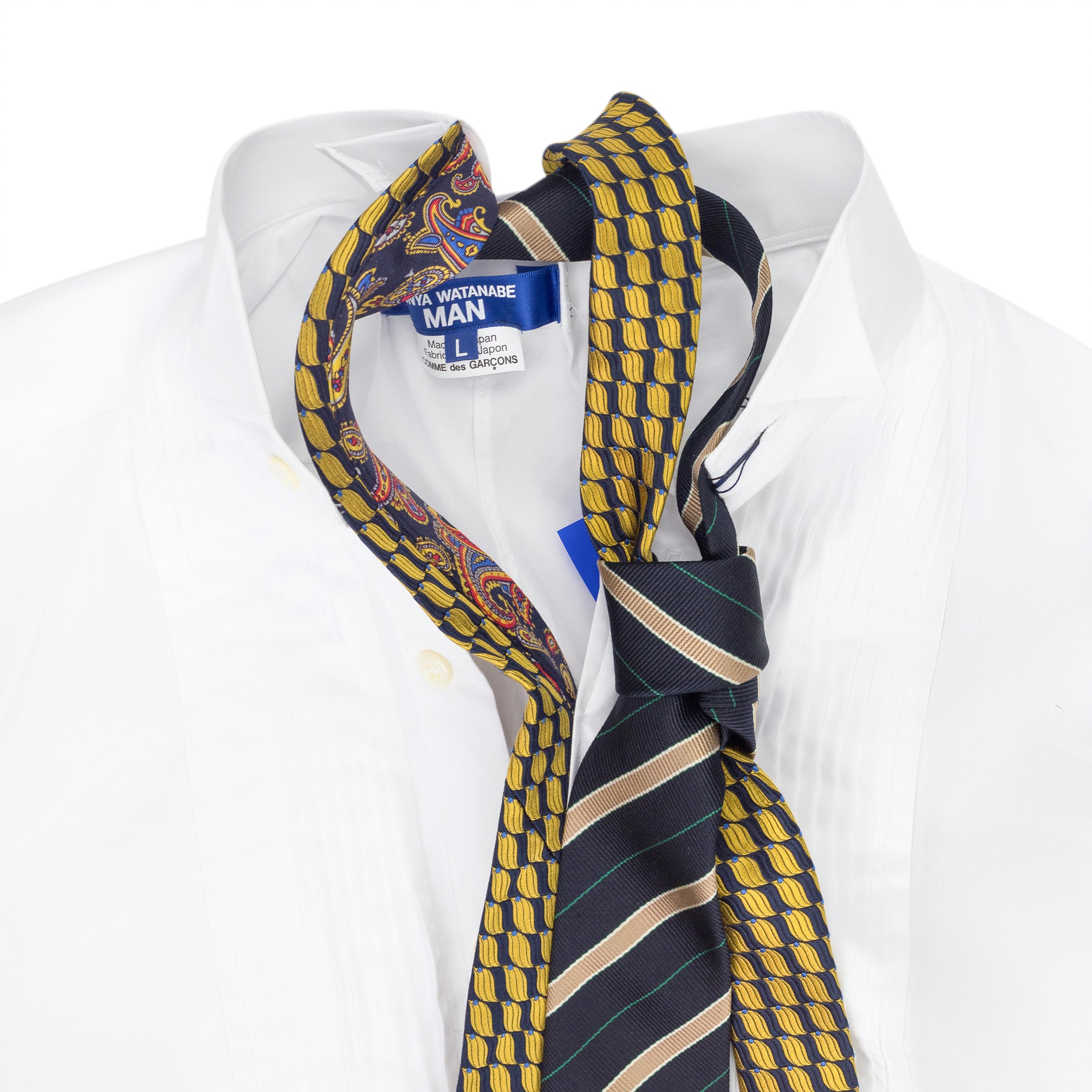 Junya Watanabe Man Cotton Shirt With Attached Ties White