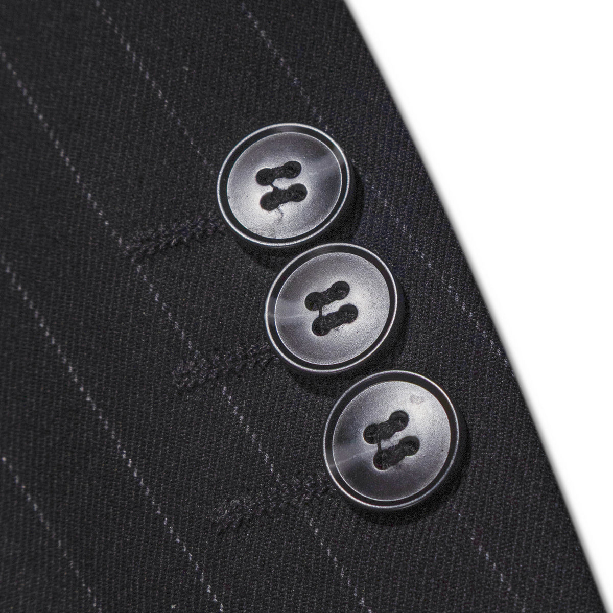 YOSSI CORP Pinstripe Double Breasted Blazer Black