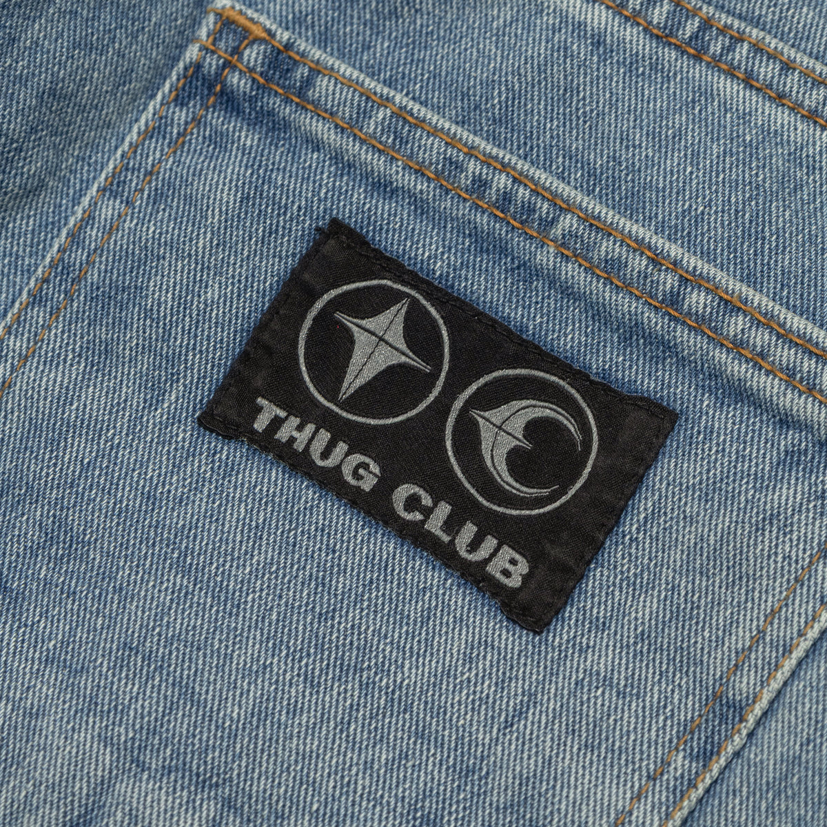 Thug Club Iron Steel Focus Leather Denim Pants Blue