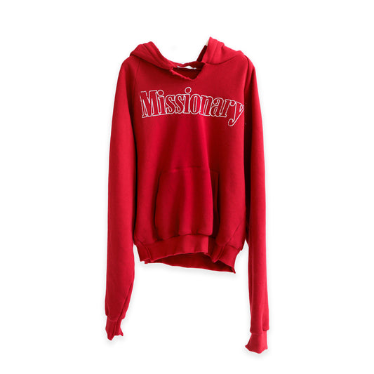 YOSSI CORP. Missionary Raglan Reconstructed Hoodie Red 11203