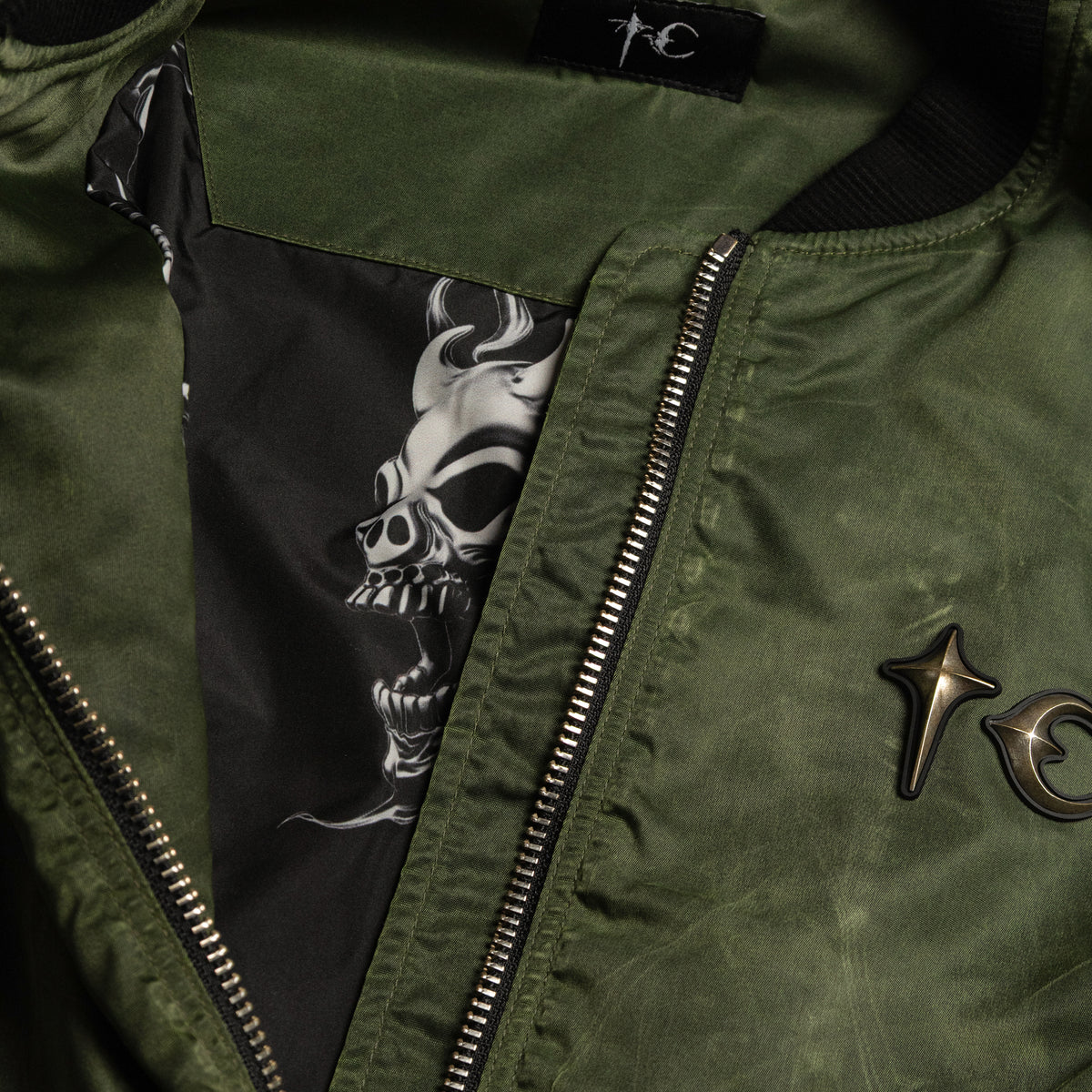 Thug Club Jamong Two Tone Washed Ma-1 Jacket Khaki