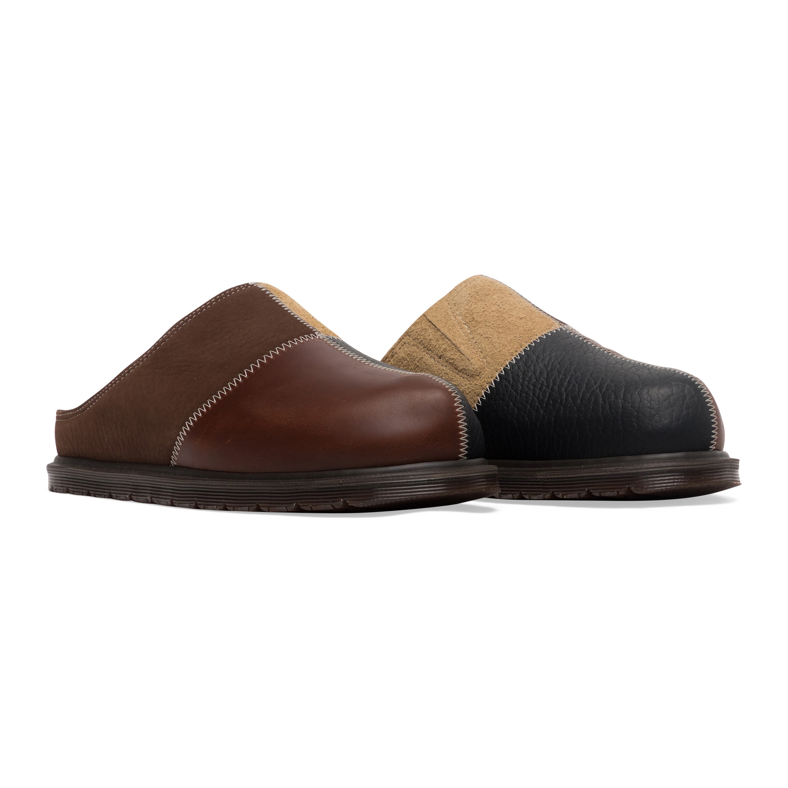Dr. Martens Hairy Suede + Milled Nubuck San Mule Pw Sand + Butterscotch
