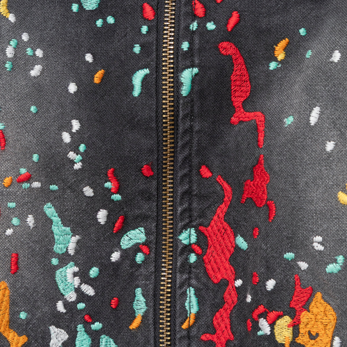 House of Errors Embroidered Paint Workwear Jacket Faded Black