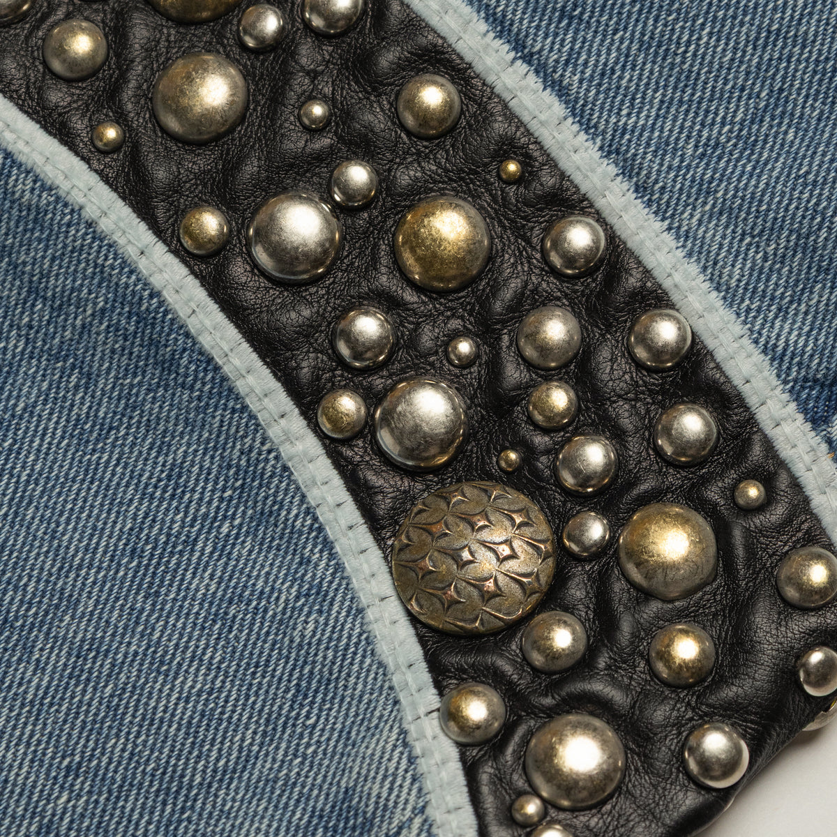 Thug Club Iron Steel Focus Leather Denim Pants Blue