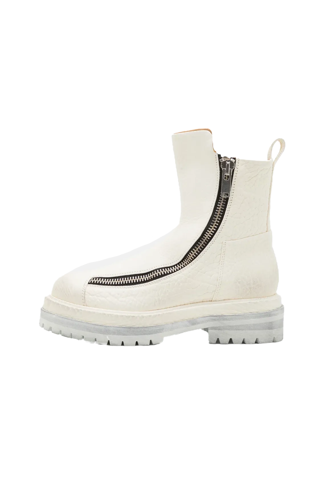 424 Double Zipper Boots In White