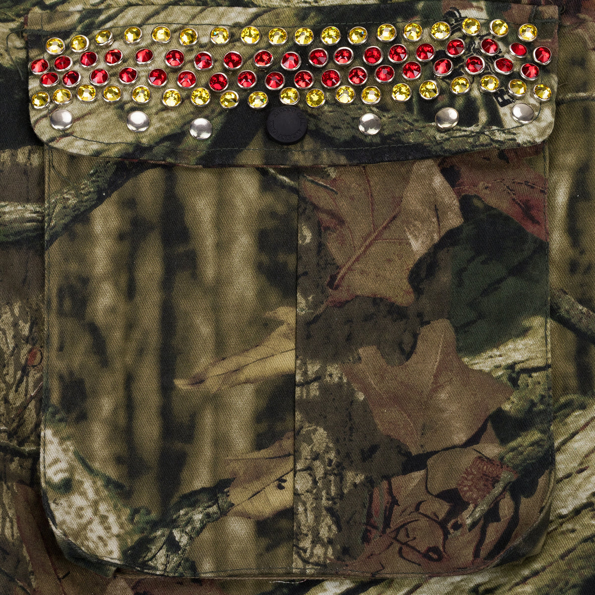 PHIPPS Vintage Camo Vest W/ Crystal Stud Treatment Jackets Green