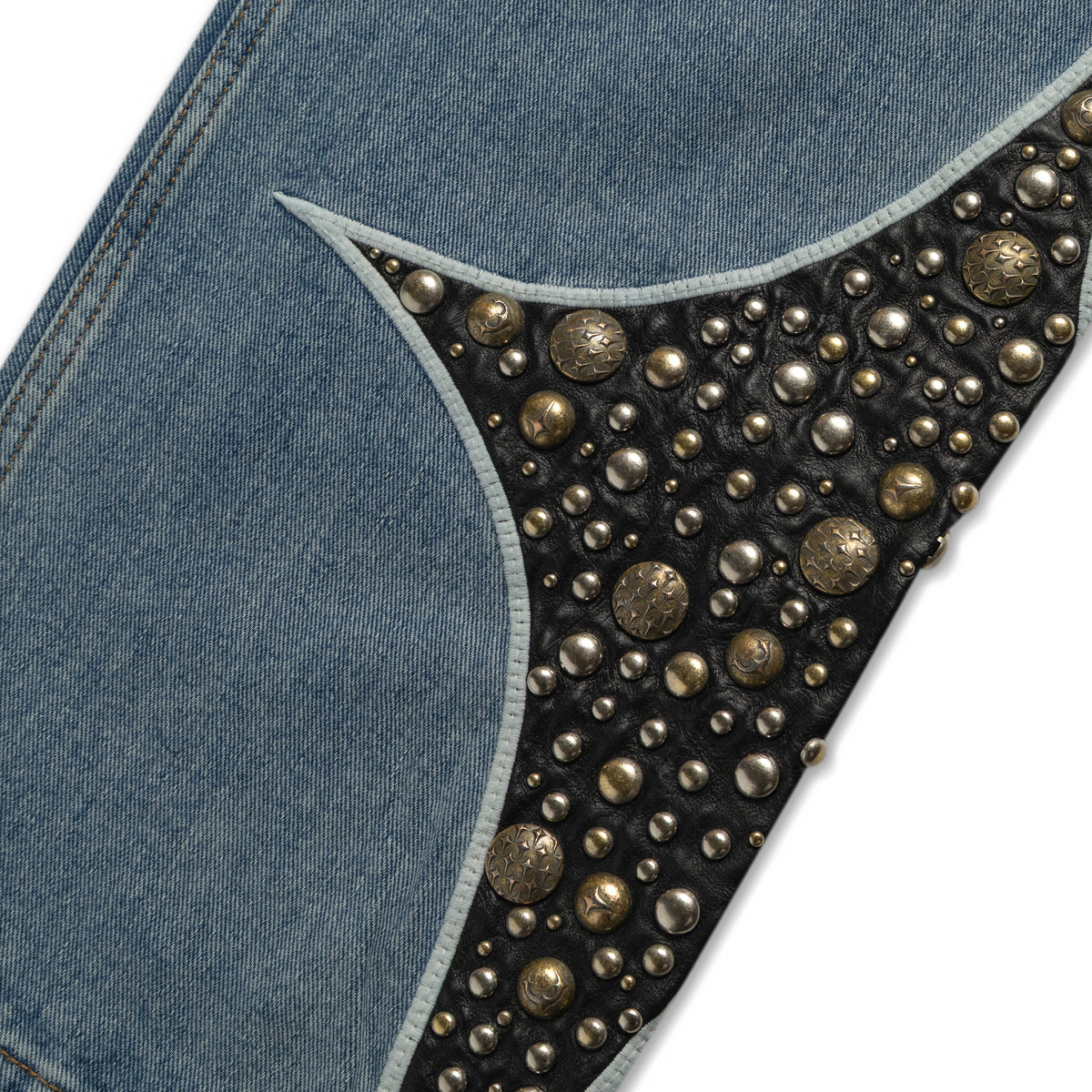 Thug Club Iron Steel Focus Leather Denim Pants Blue