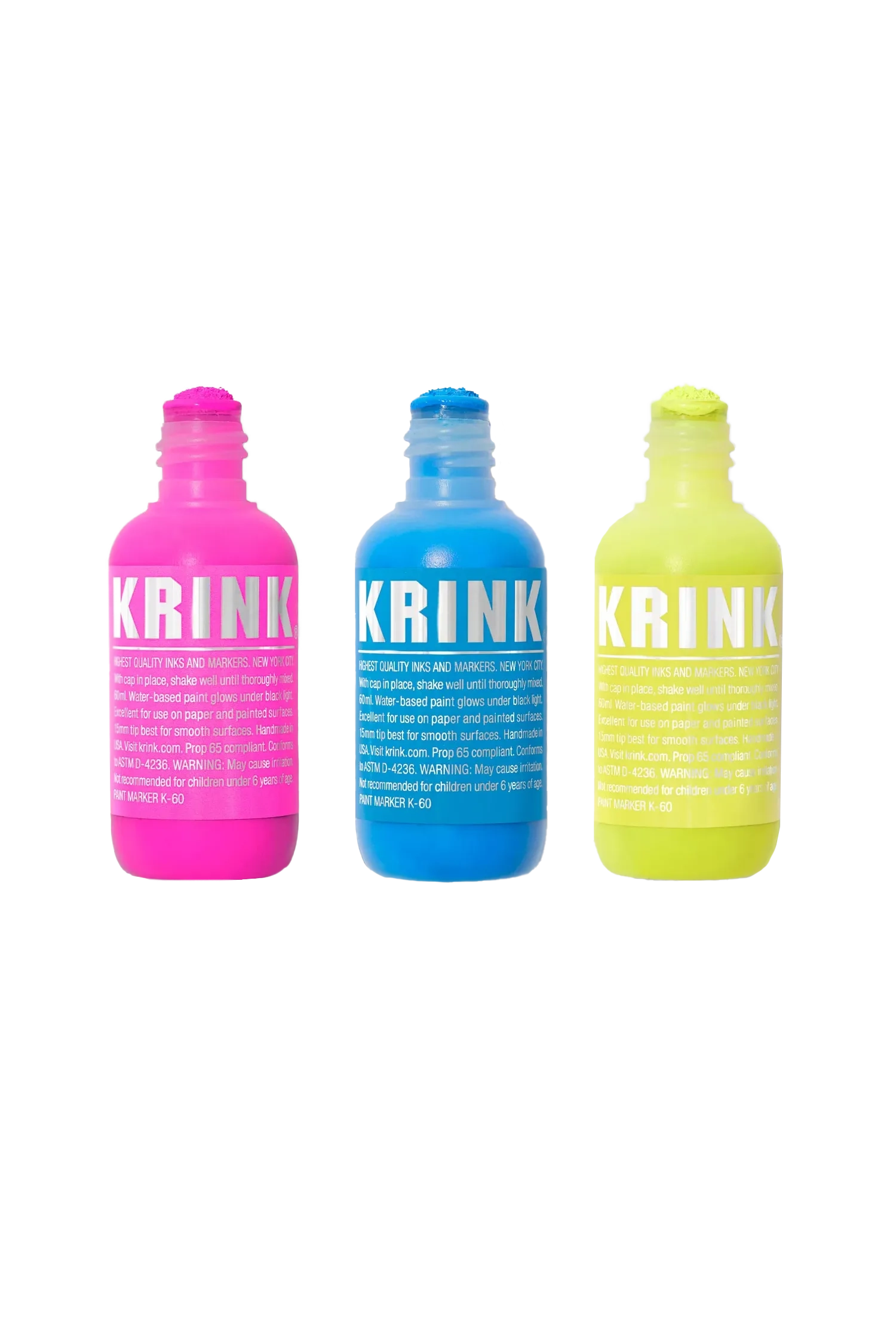 K-60 3 Pack: Fluorescent Blue, Pink, And Yellow