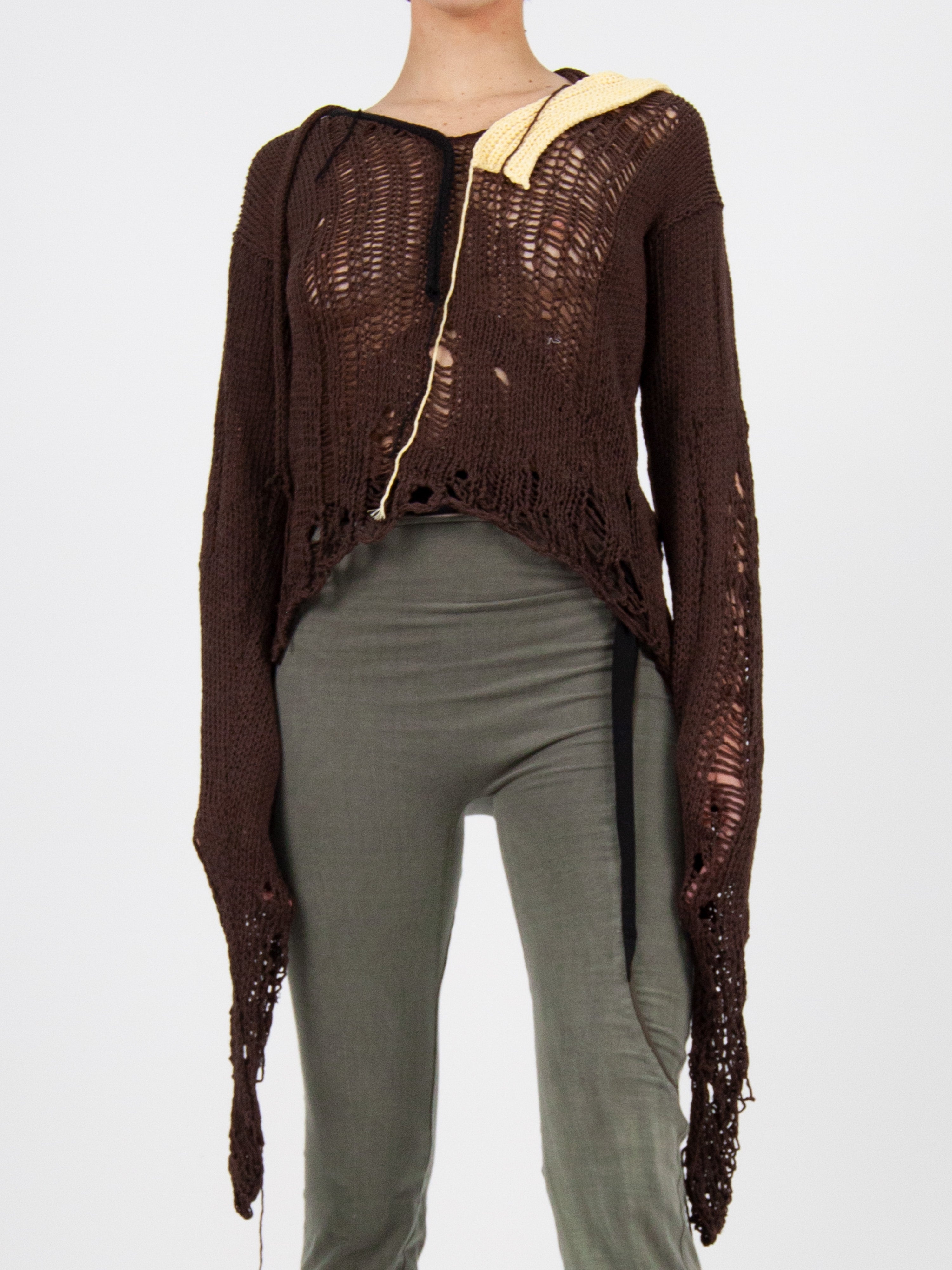 OTTOLINGER Distressed Knit Sweater Brown