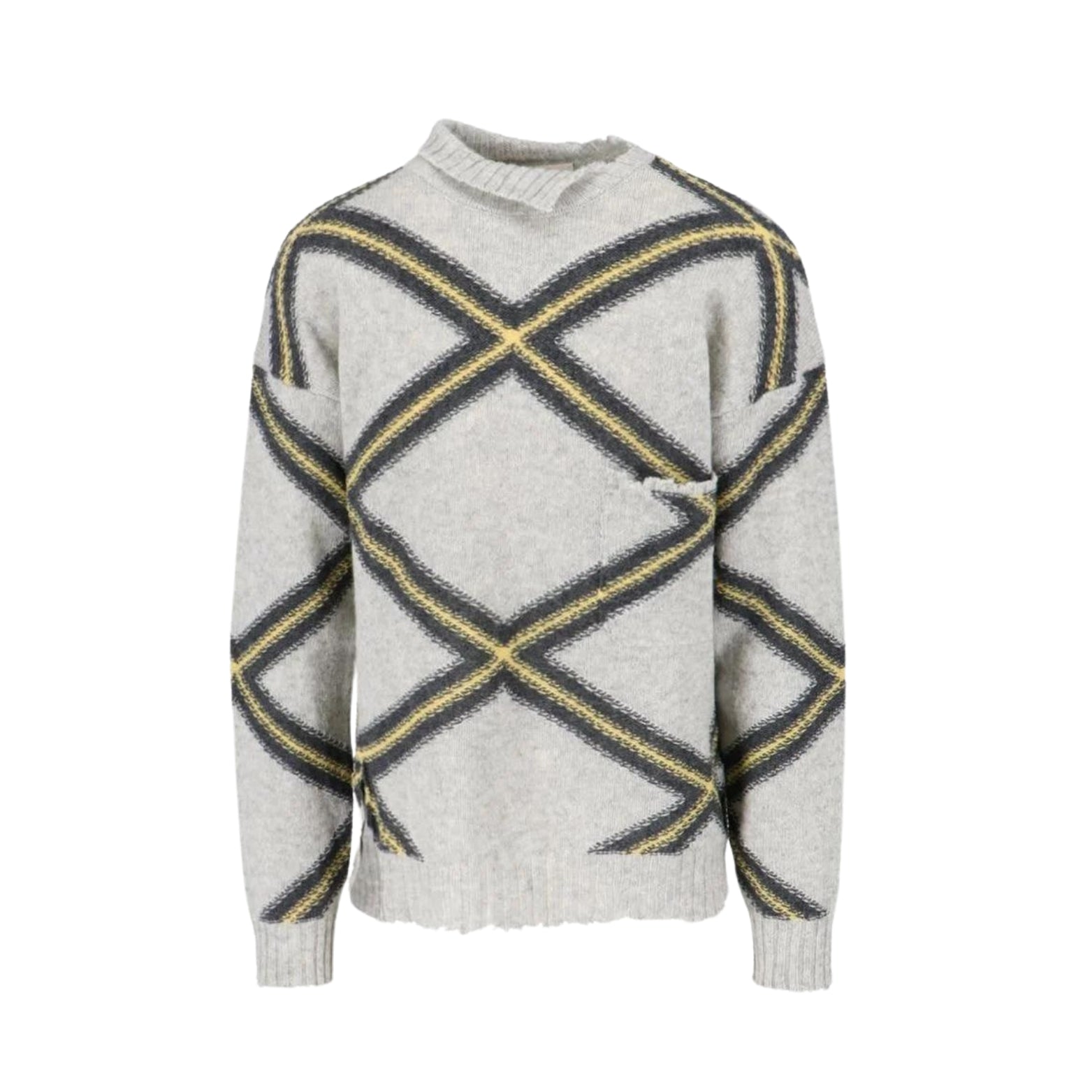 Marni Macro Argyle Roundneck Sweater Grey 10579