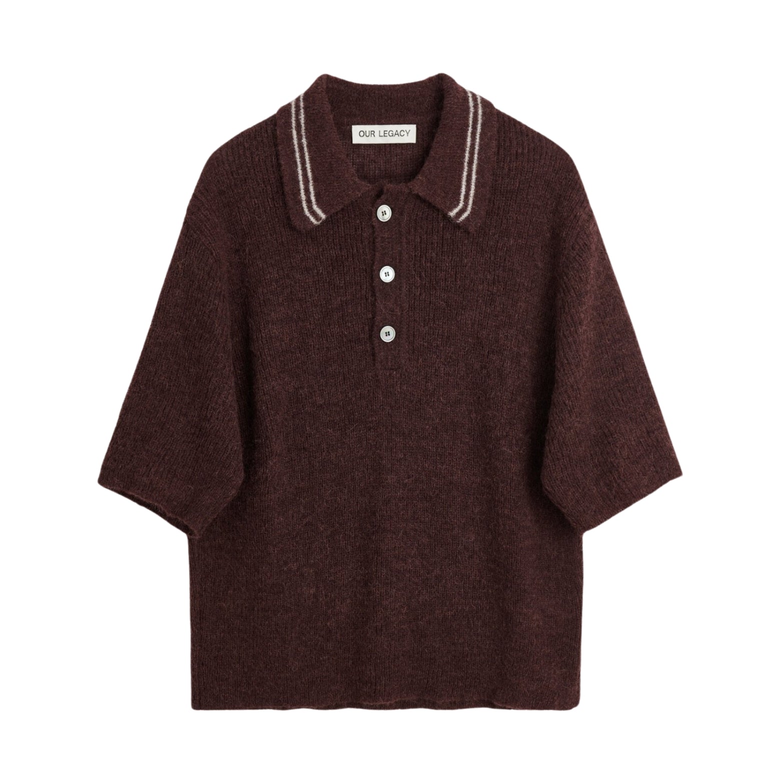 OUR LEGACY TRADITIONAL SHORTSLEEVE KNIT POLO SWEATER PURPLE