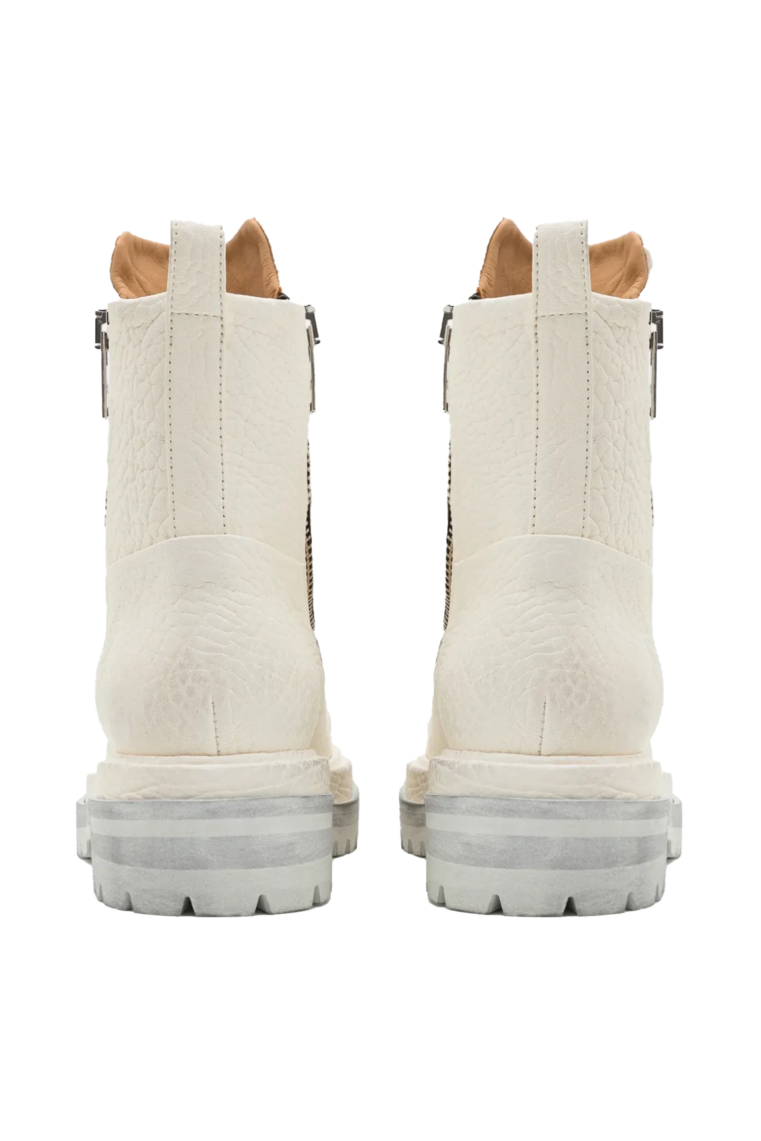 424 Double Zipper Boots In White