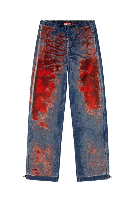 DIESEL MIXED FABRIC RELAXED JEANS