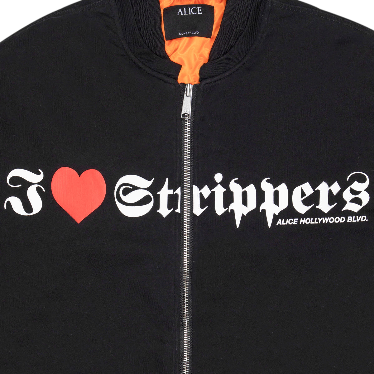 Alice Hollywood Ilovestrippers T-Shirt Bomber Jacket Black