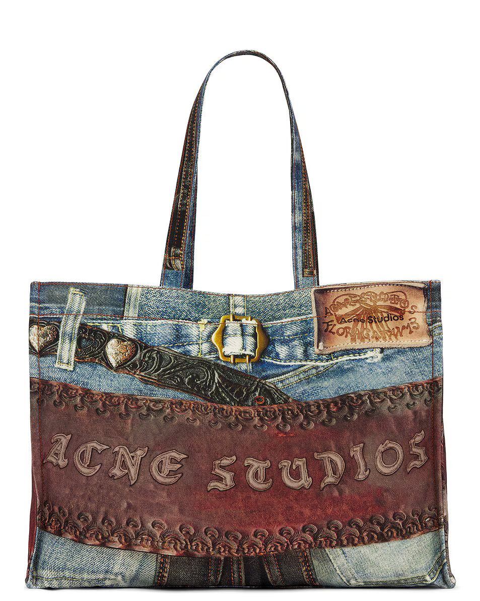 Acne Studios Heart Buckle Logo Shopper Tote Blue/Black