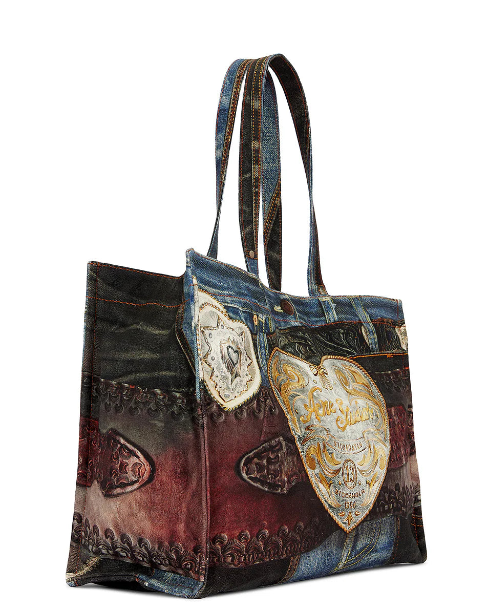 Acne Studios Heart Buckle Logo Shopper Tote Blue/Black