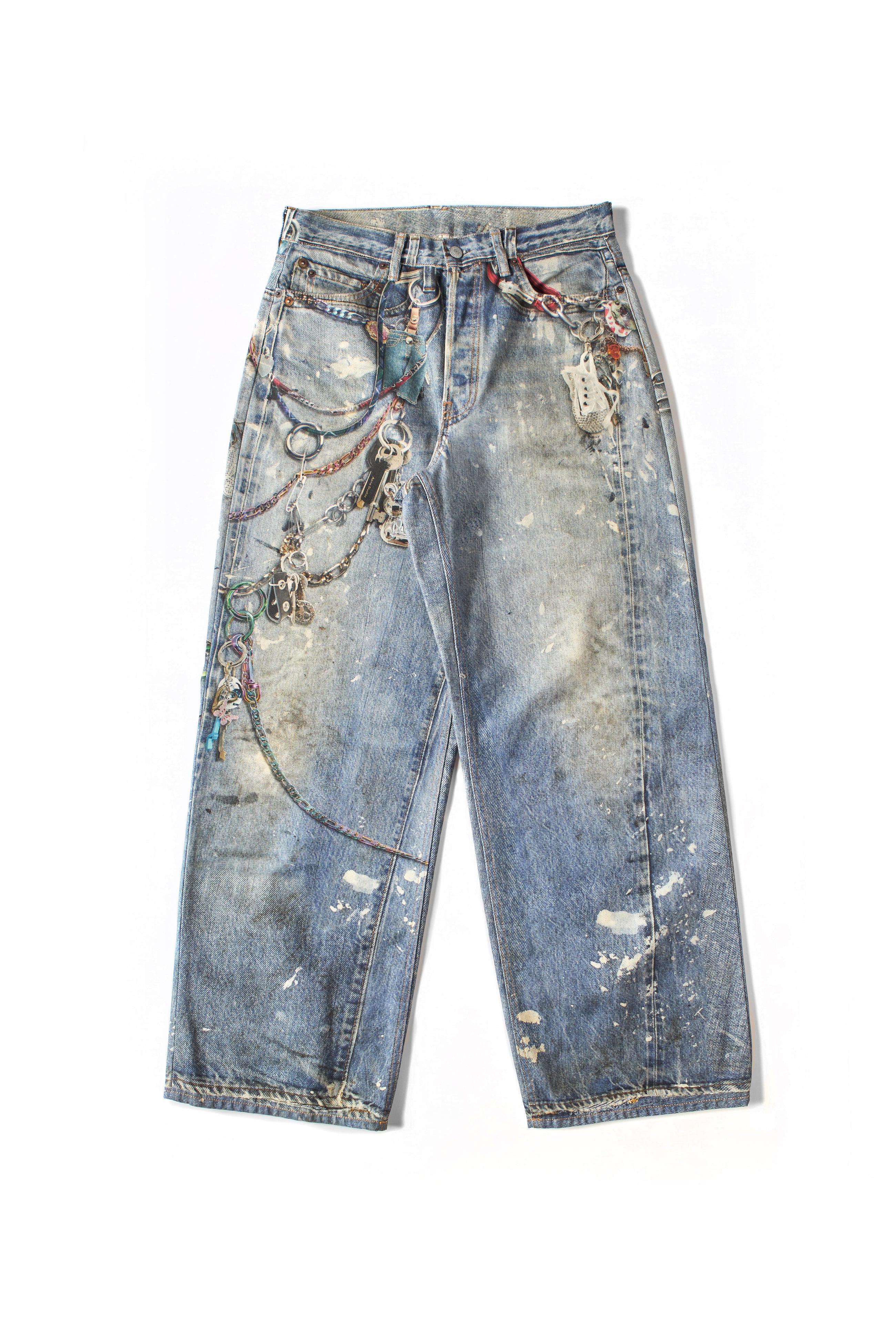 ACNE STUDIOS 1981M Jeans With Printed Keychains Blue