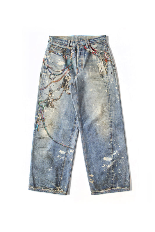 ACNE STUDIOS 1981M JEANS WITH PRINTED KEYCHAINS BLUE