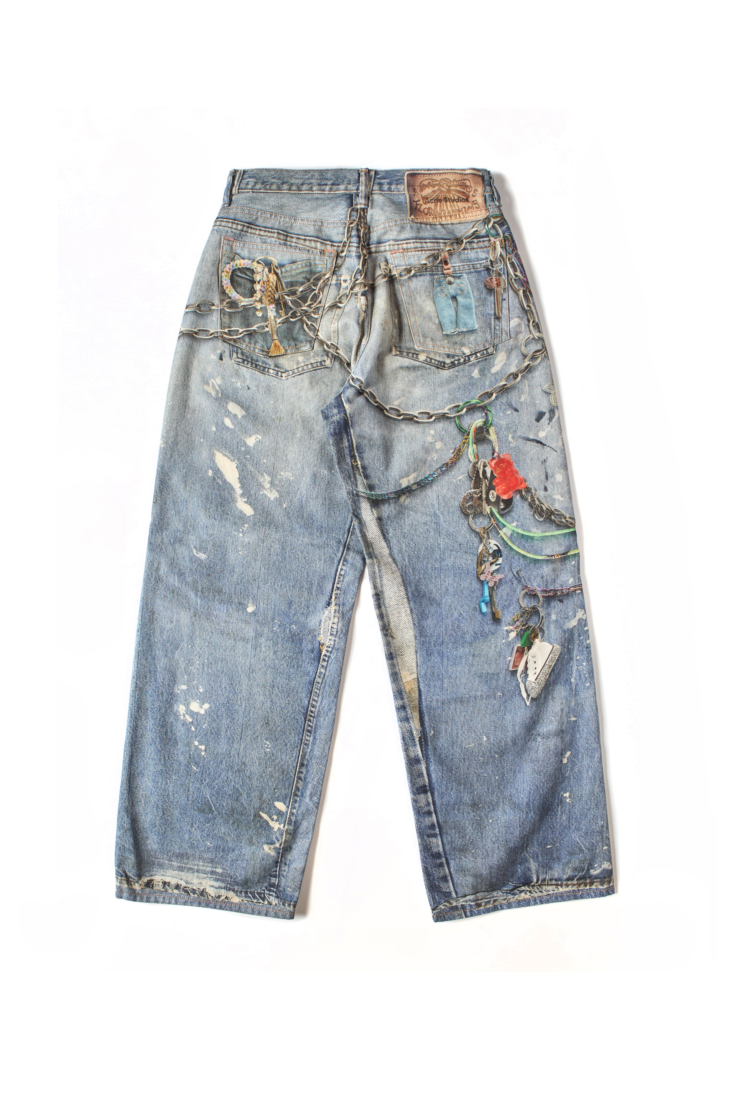 ACNE STUDIOS 1981M JEANS WITH PRINTED KEYCHAINS BLUE