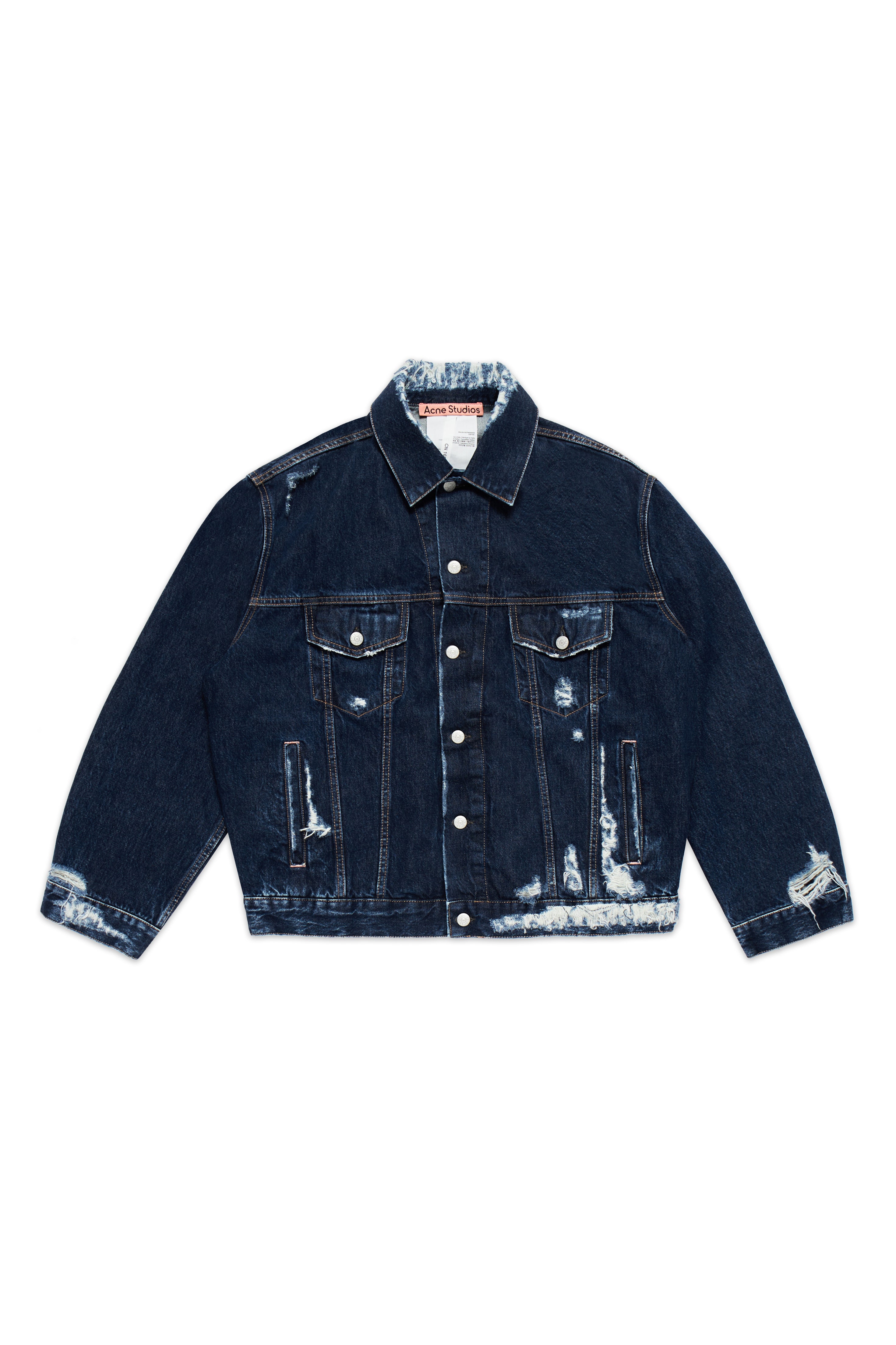 ACNE STUDIOS DISTRESSED OVERSIZE DENIM JACKET BLUE