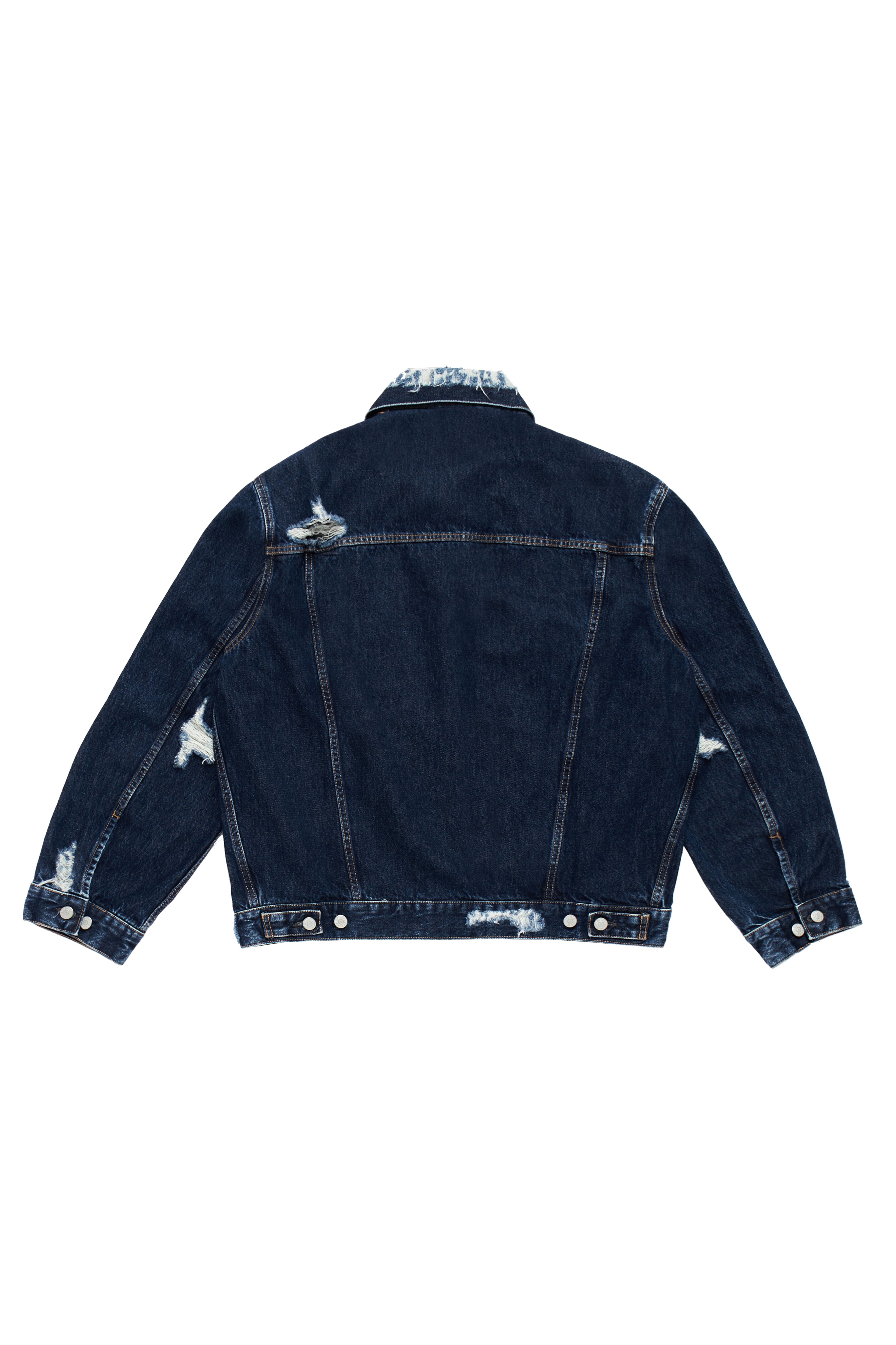 ACNE STUDIOS DISTRESSED OVERSIZE DENIM JACKET BLUE