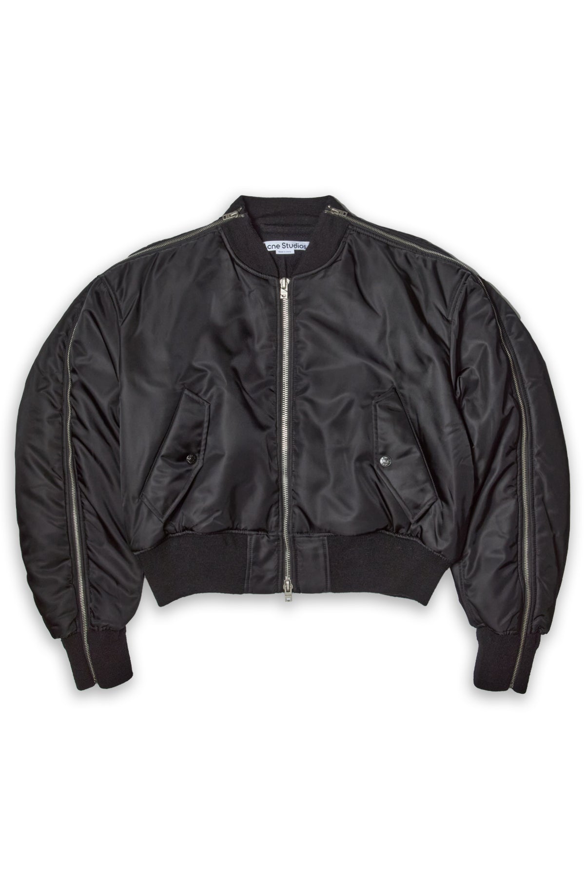 Acne Studios Nylon Bomber With Zips Black