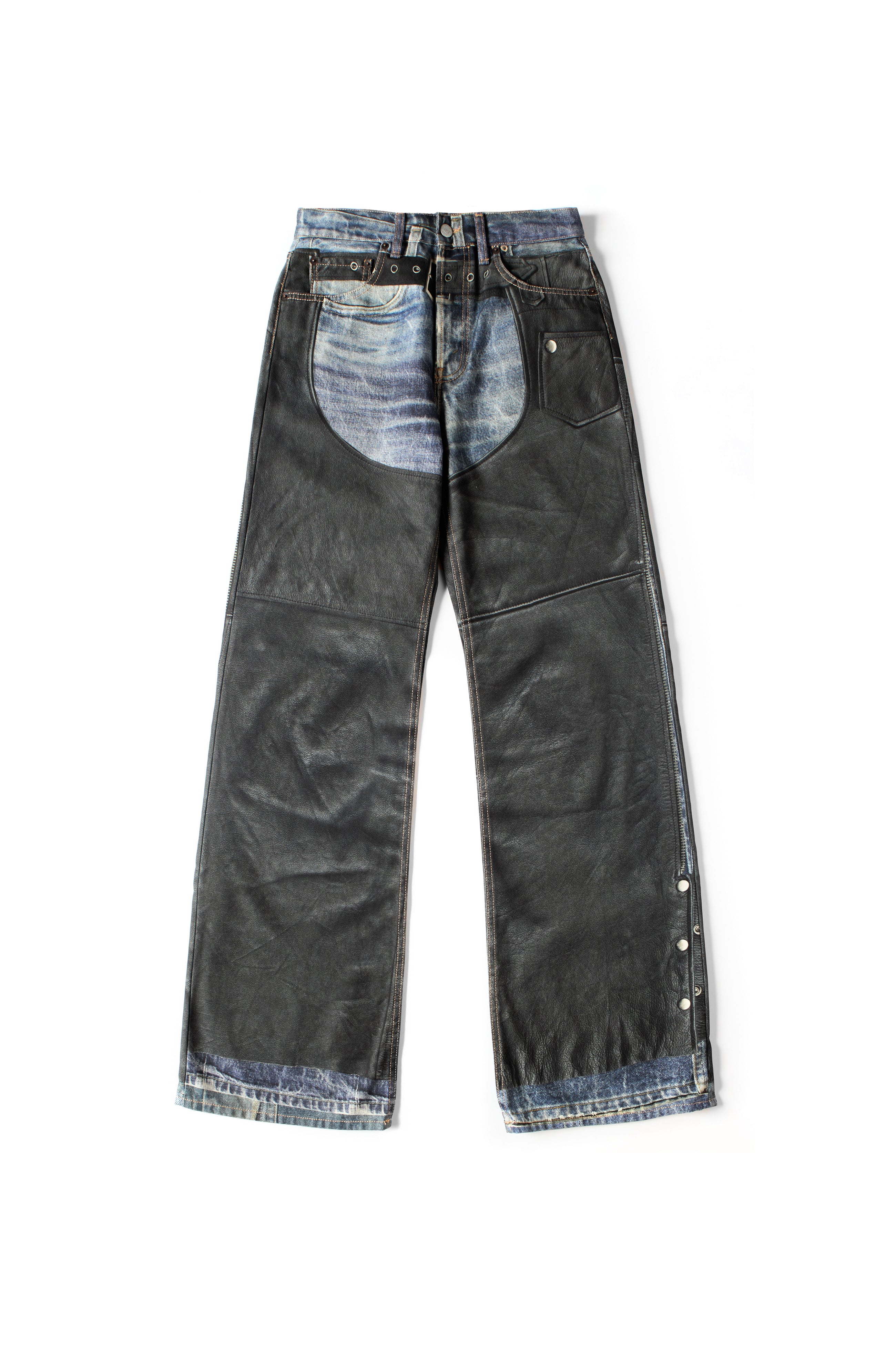 ACNE STUDIOS Leather Chaps Printed Jeans