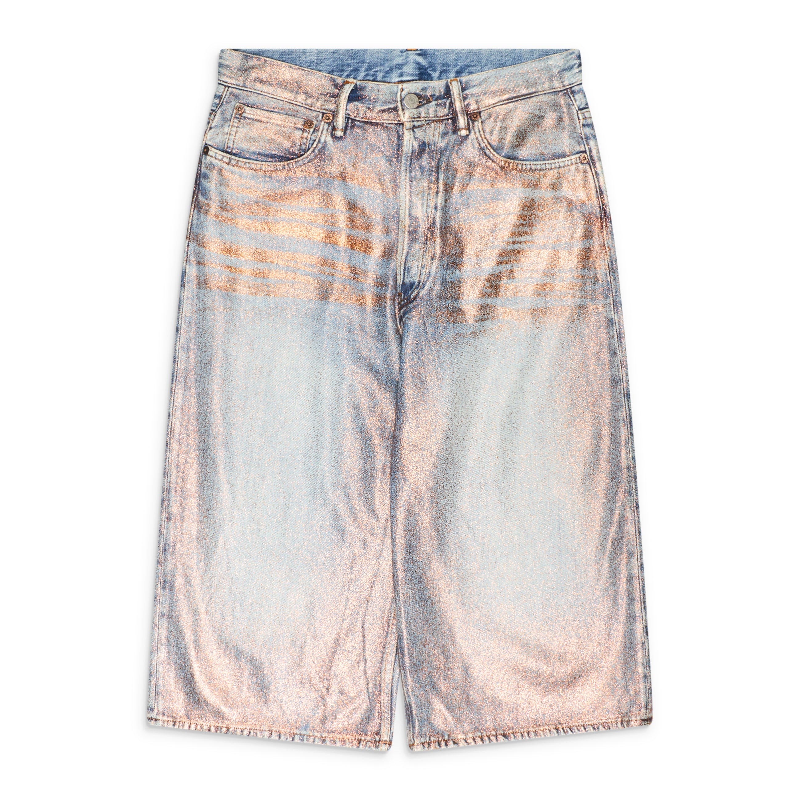 Acne Studios Blue Glitter Denim Shorts