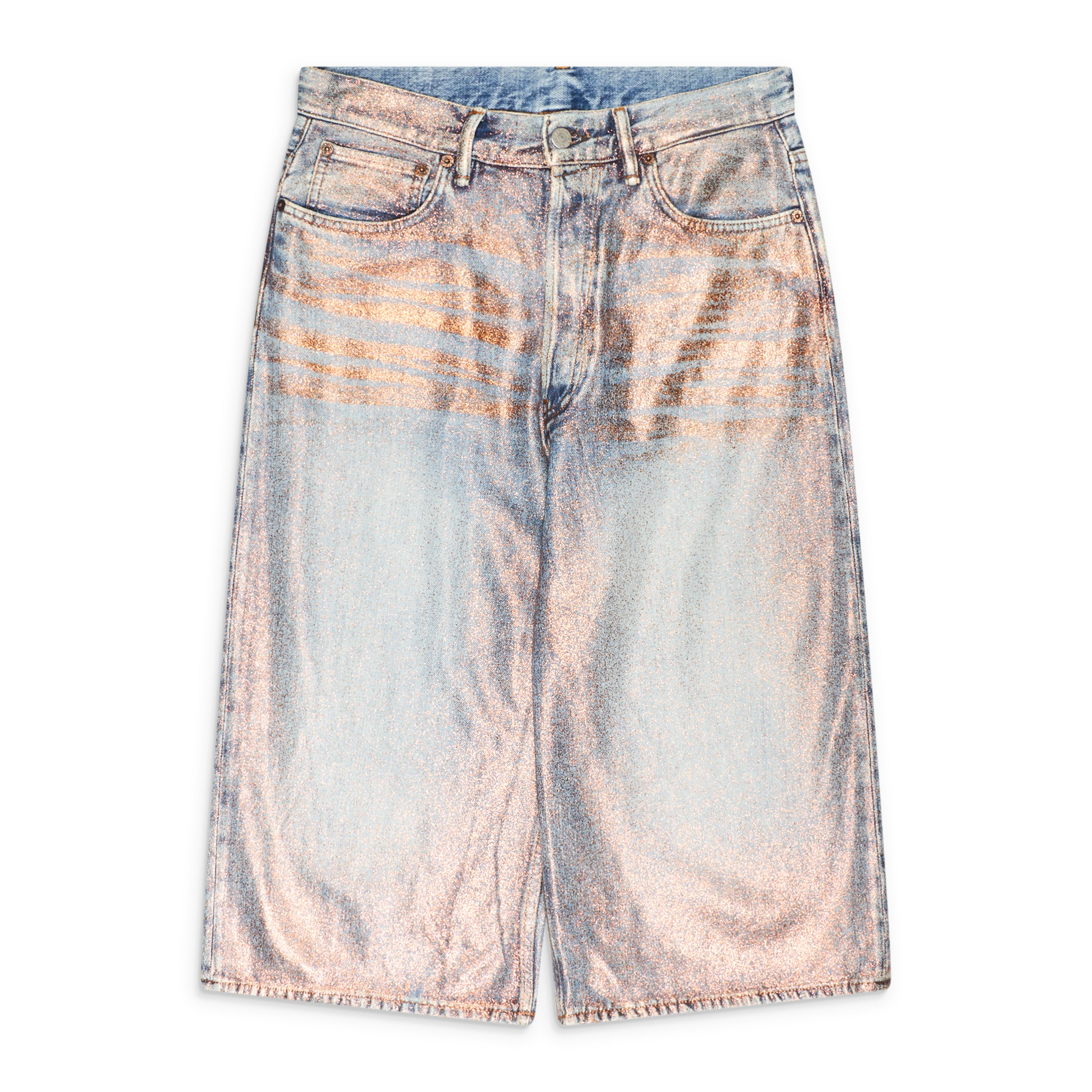 Acne Studios Blue Glitter Denim Shorts