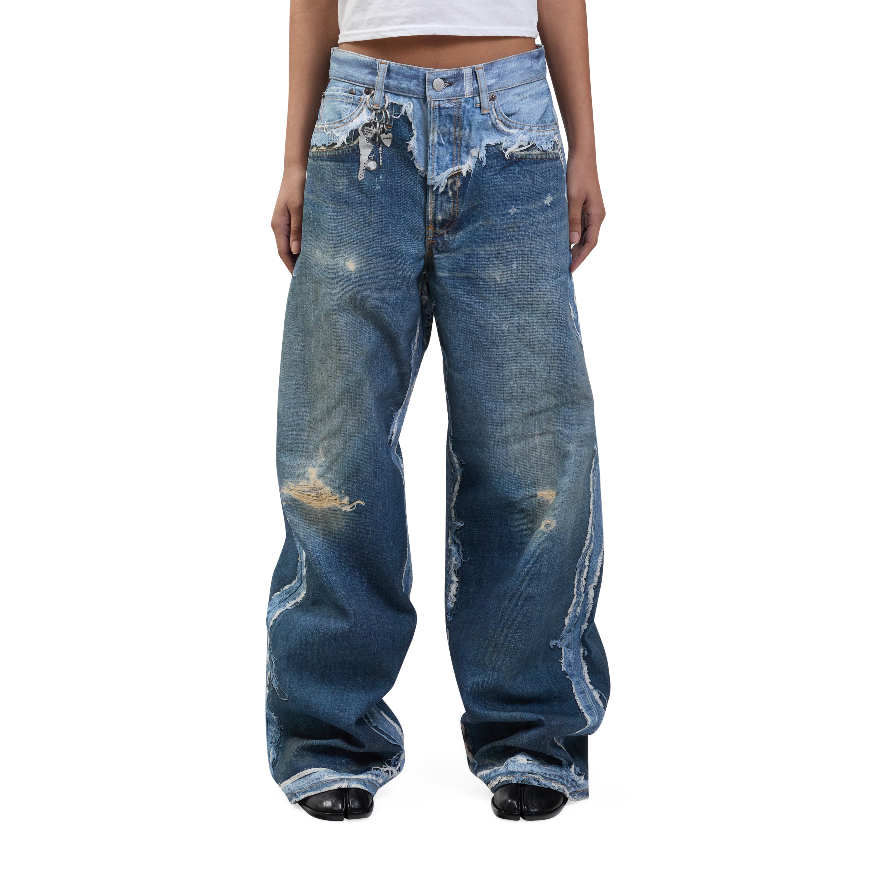 Acne Studios Trashed Trompe L'Oeil Jeans Mid Blue – ESSXNYC