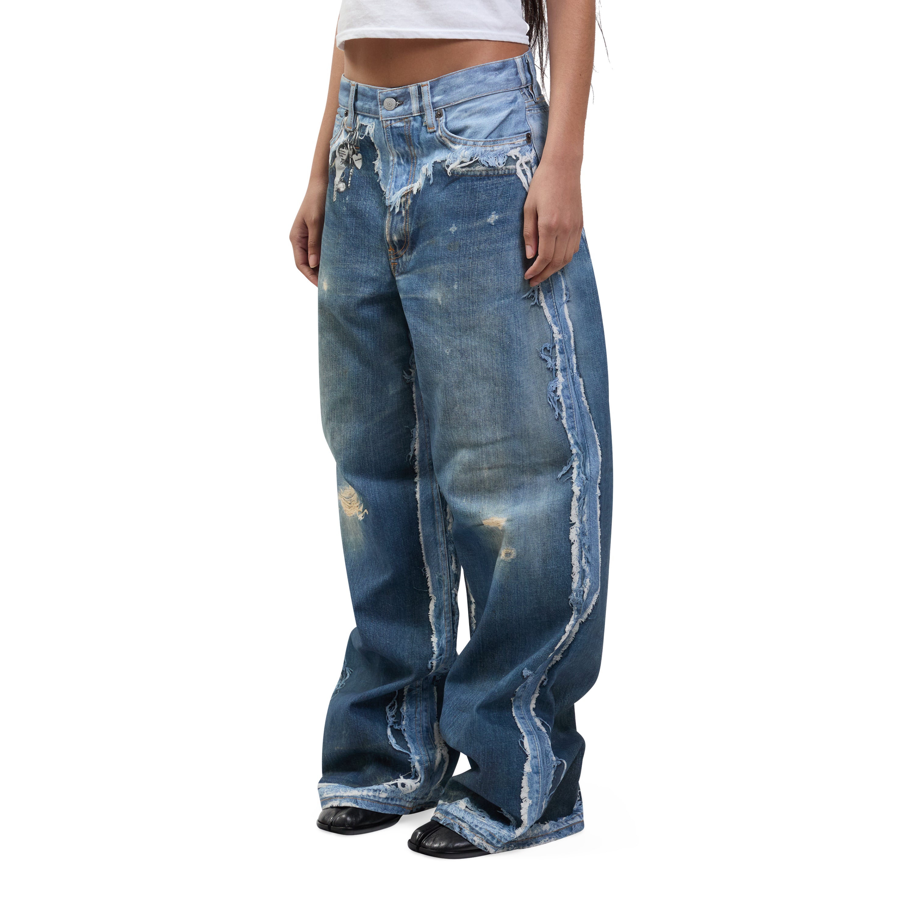 Acne Studios Trashed Trompe L'Oeil Jeans Mid Blue – ESSXNYC