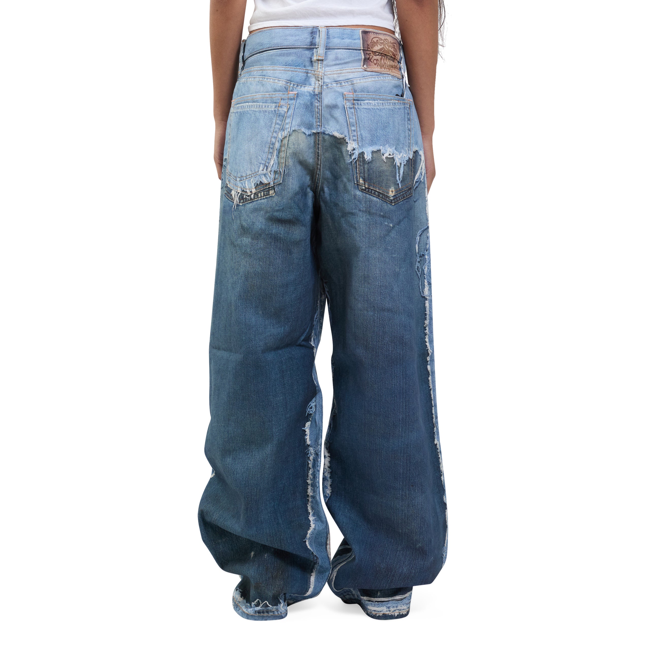 Acne Studios Trashed Trompe L'Oeil Jeans Mid Blue