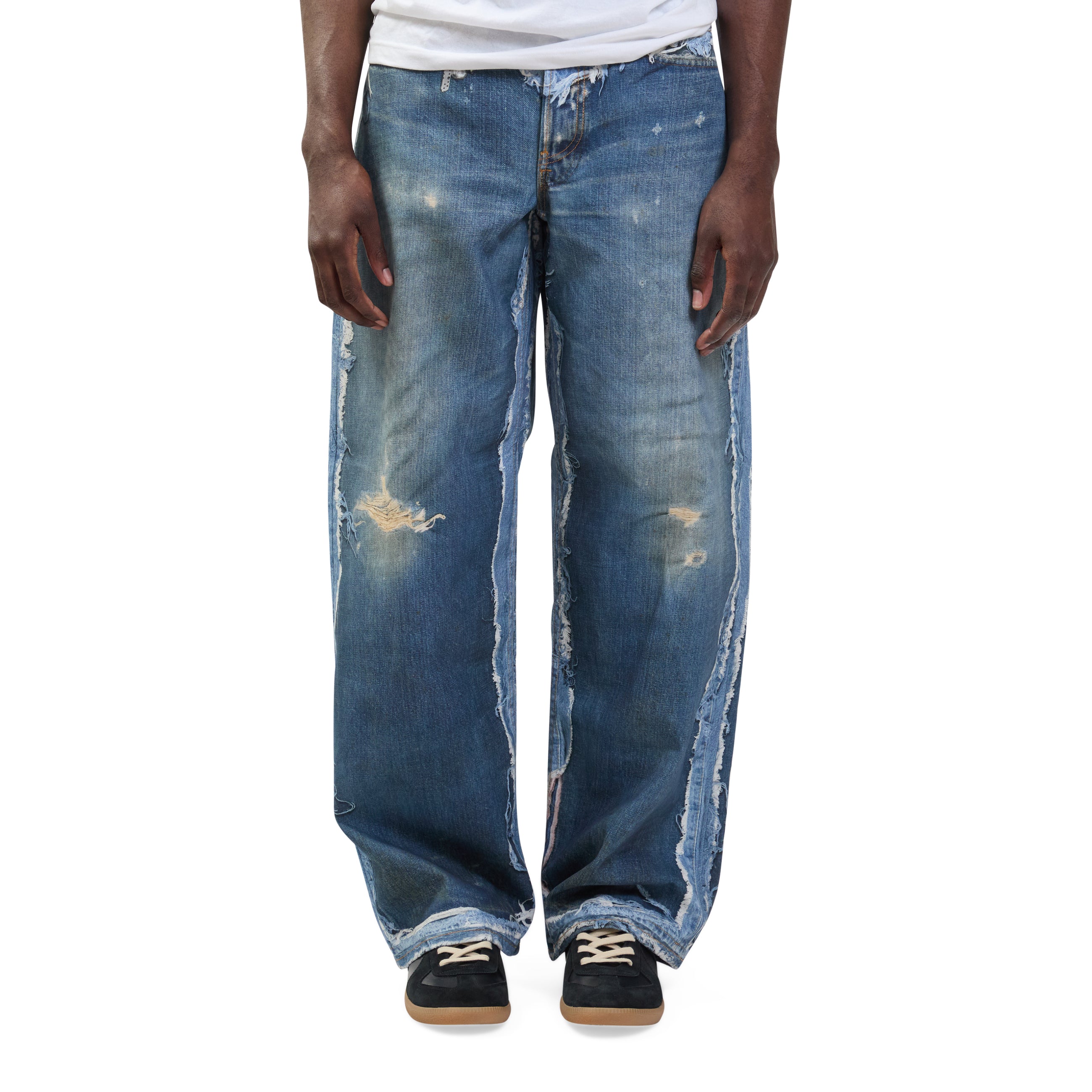 Acne Studios Trashed Trompe L'Oeil Jeans Mid Blue