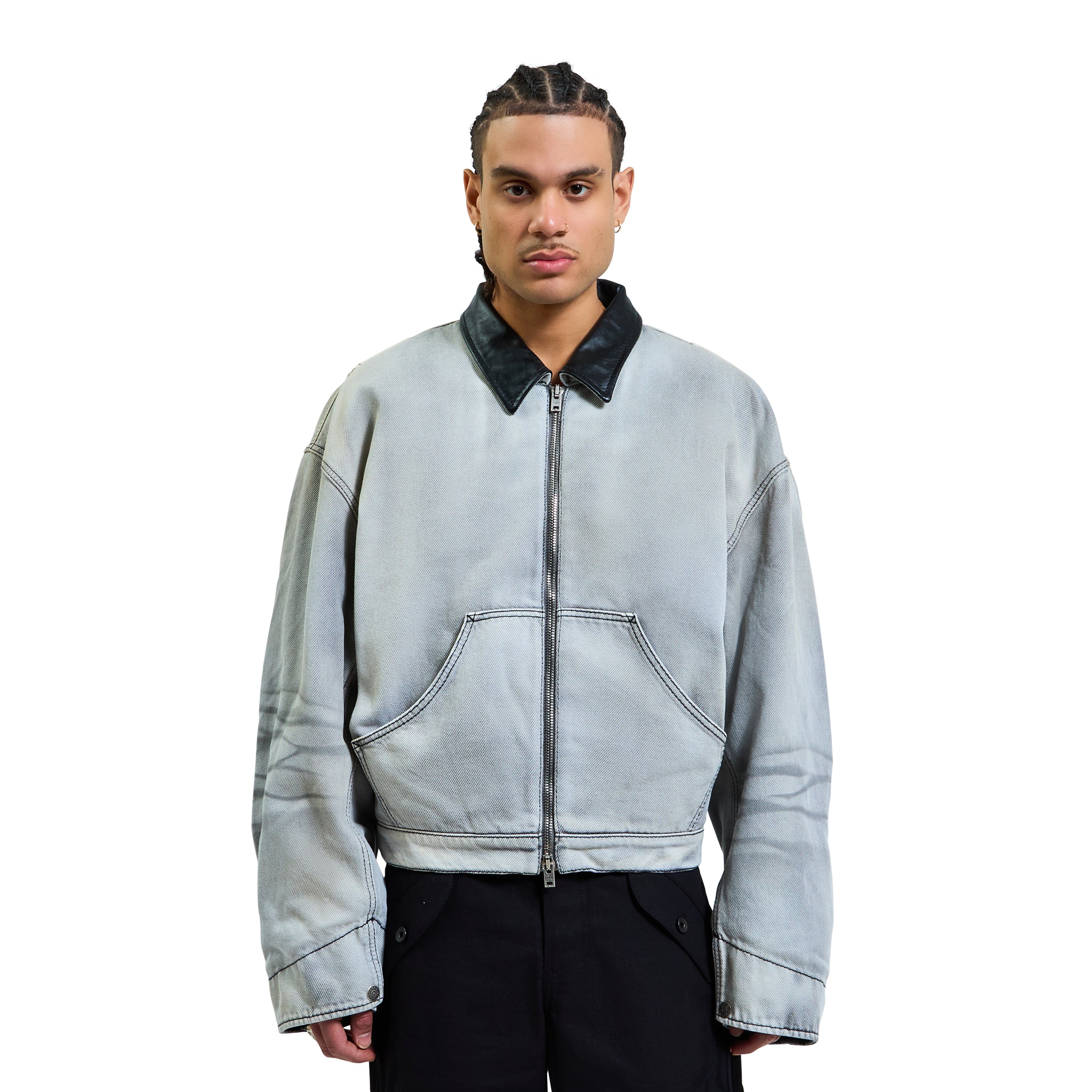Acne Studios Faded Denim Bomber Jacket White/Black