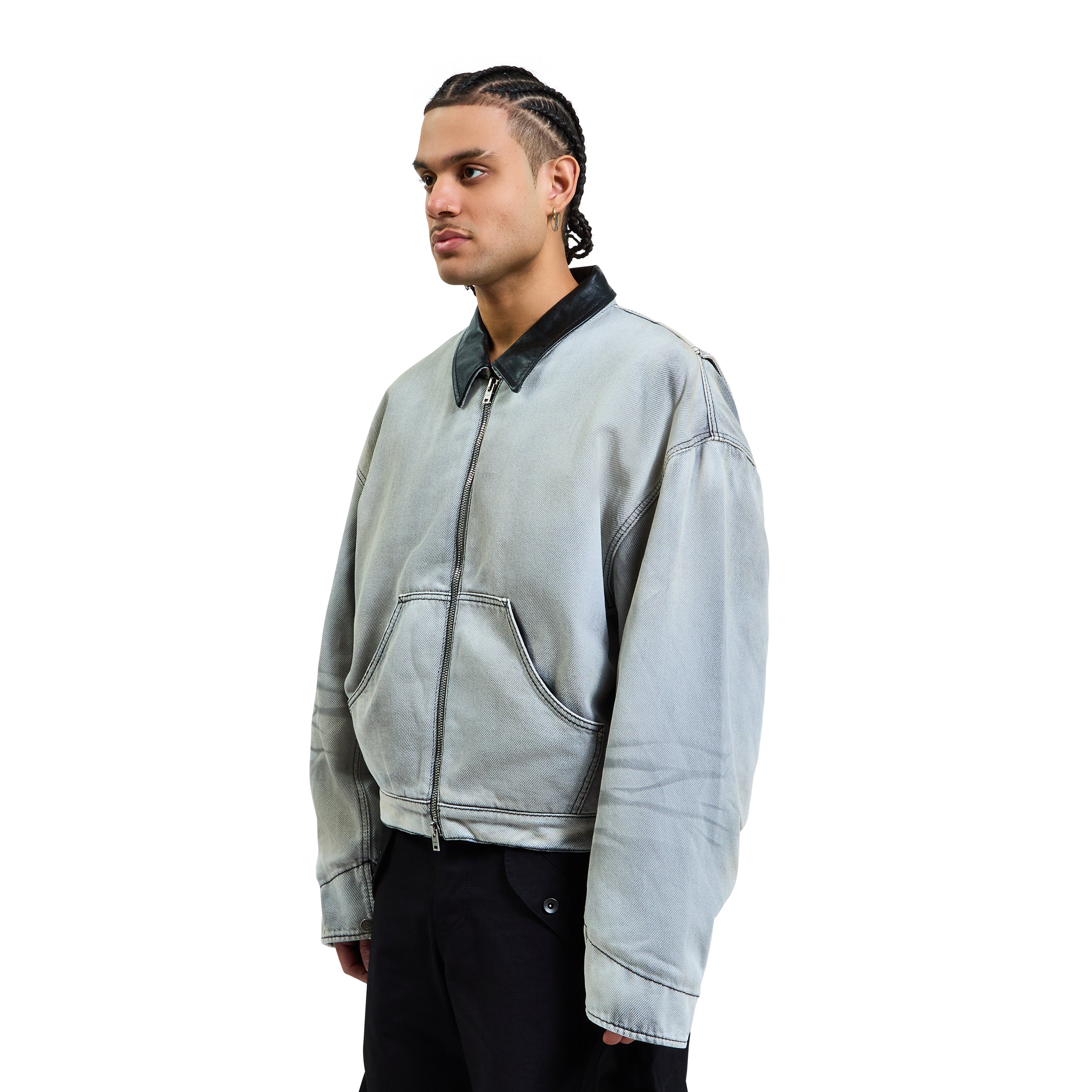 Acne Studios Faded Denim Bomber Jacket White/Black