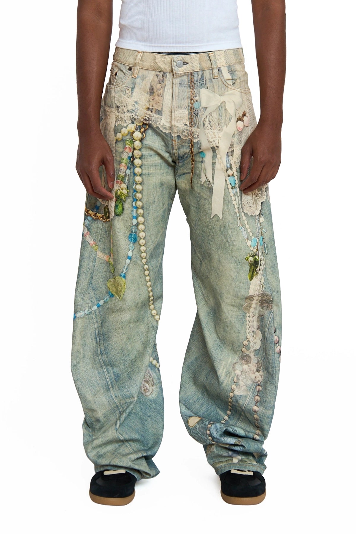 Acne Studios Keychains Trompe L'Oeil Jeans White/Green – ESSXNYC Acne Studios Keychains Trompe L'Oeil Jeans White/Green – ESSXNYC