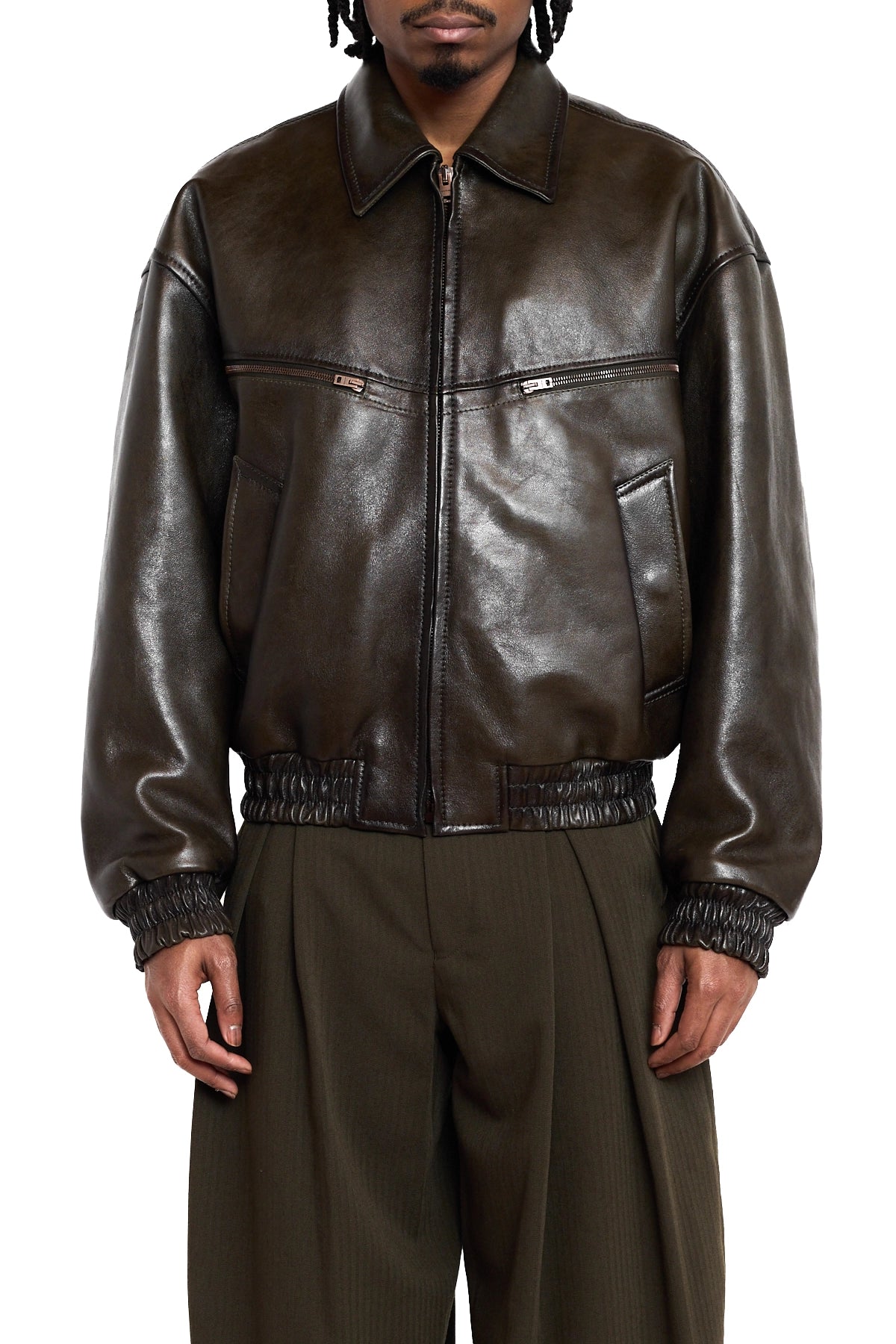 Acne Studios Vintage Leather Jacket Vintage Green